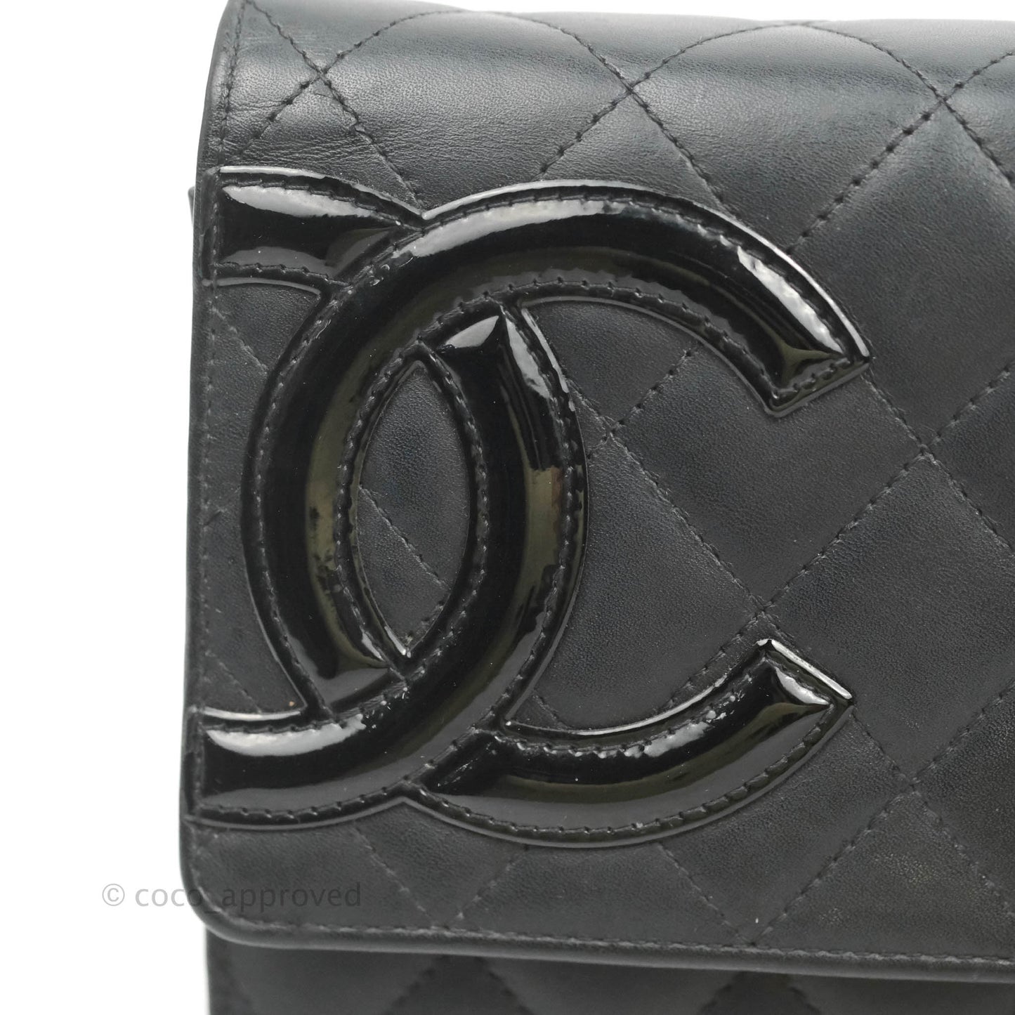 Chanel Calfskin Quilted Cambon Wallet on Chain WOC Black Silver Hardware