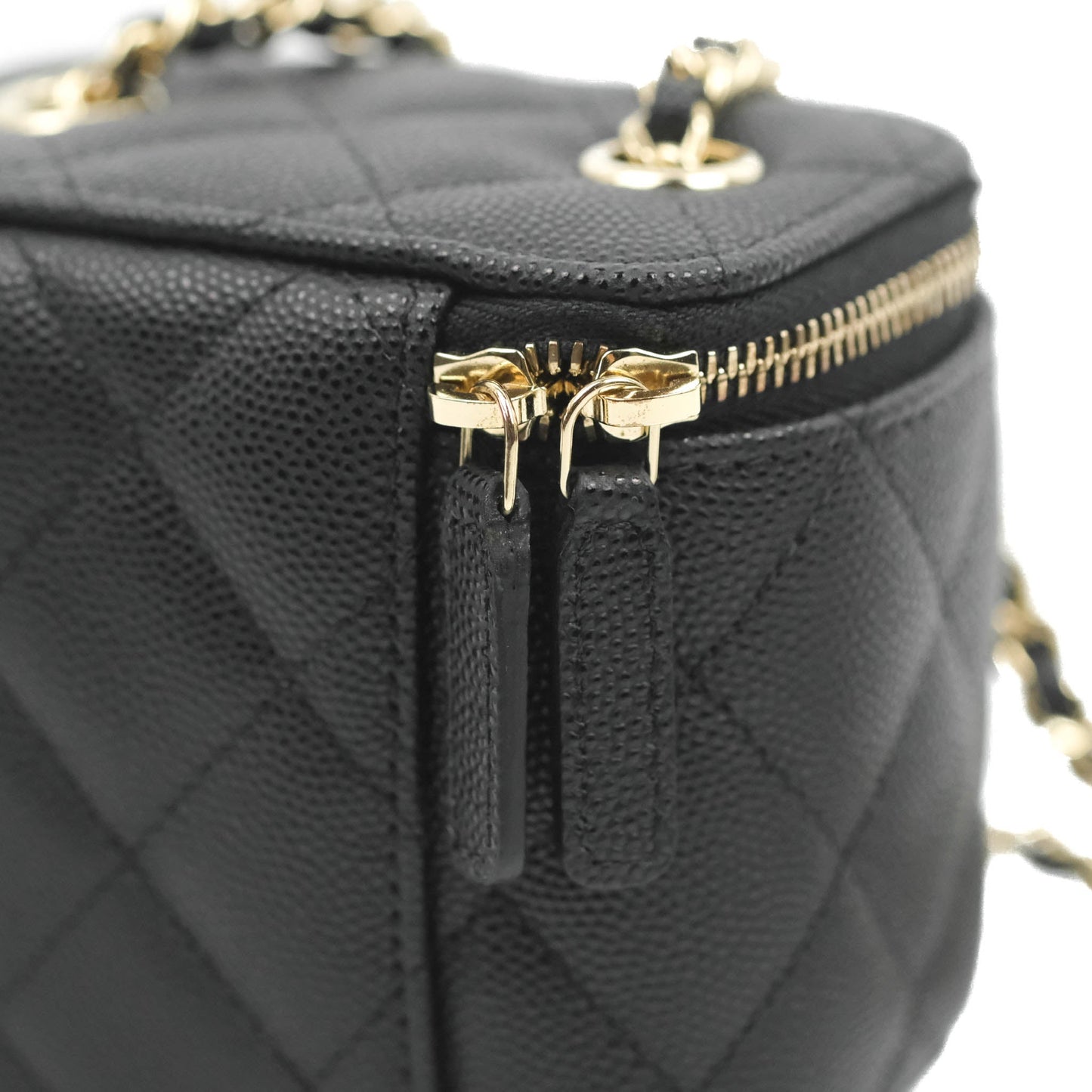 Chanel Mini Vanity With Chain Black Caviar Gold Hardware