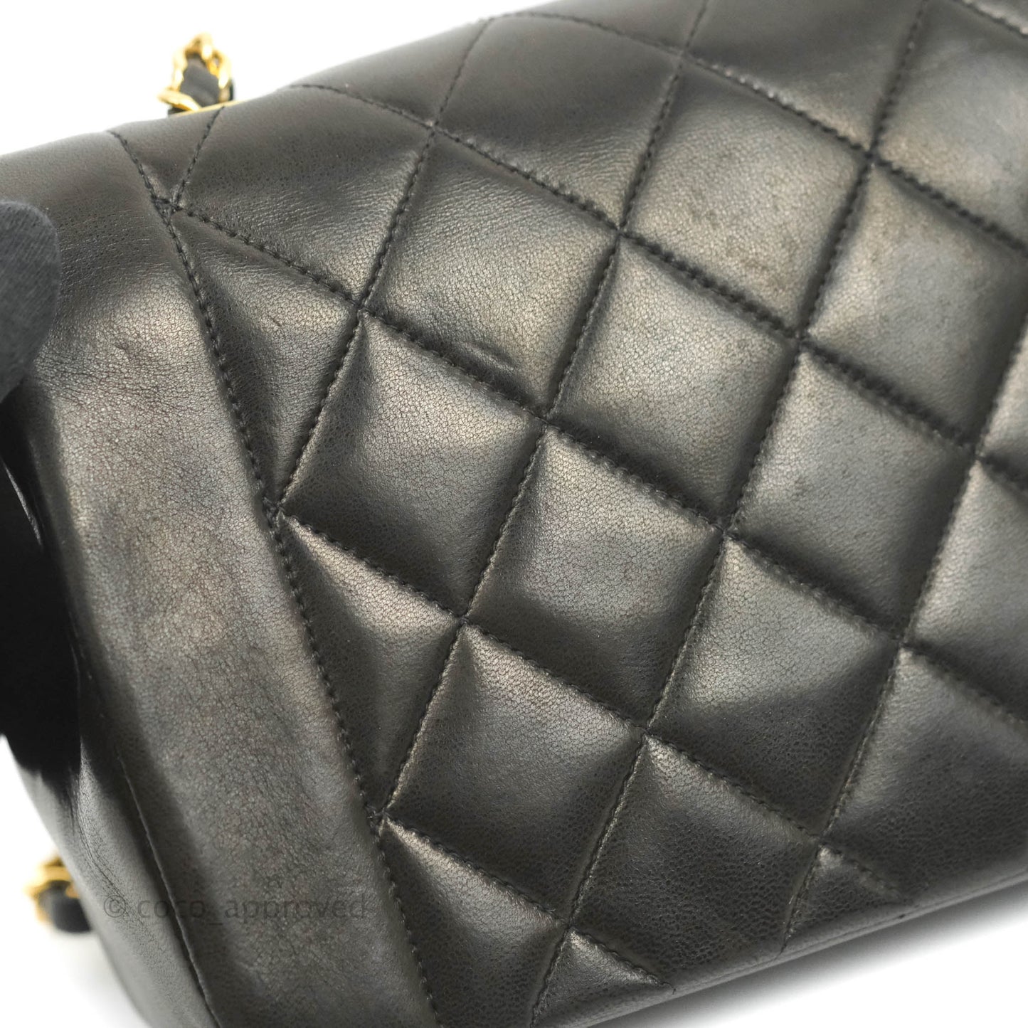 Chanel Vintage Small Quilted Classic Diana Flap Bag Black Lambskin 24K Gold Hardware