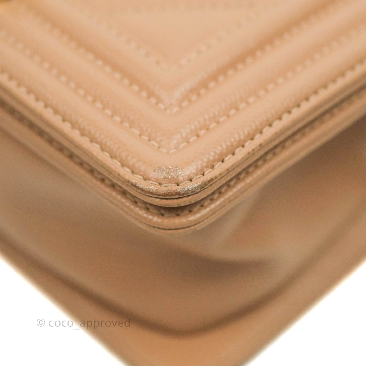 Chanel Small Chevron Boy Dark Beige Caviar Gold Hardware