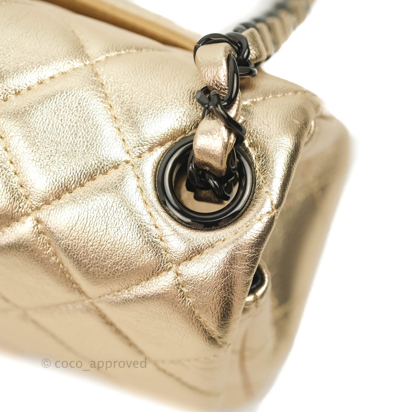 Chanel Mini Square Quilted Gold Calfskin Black Hardware
