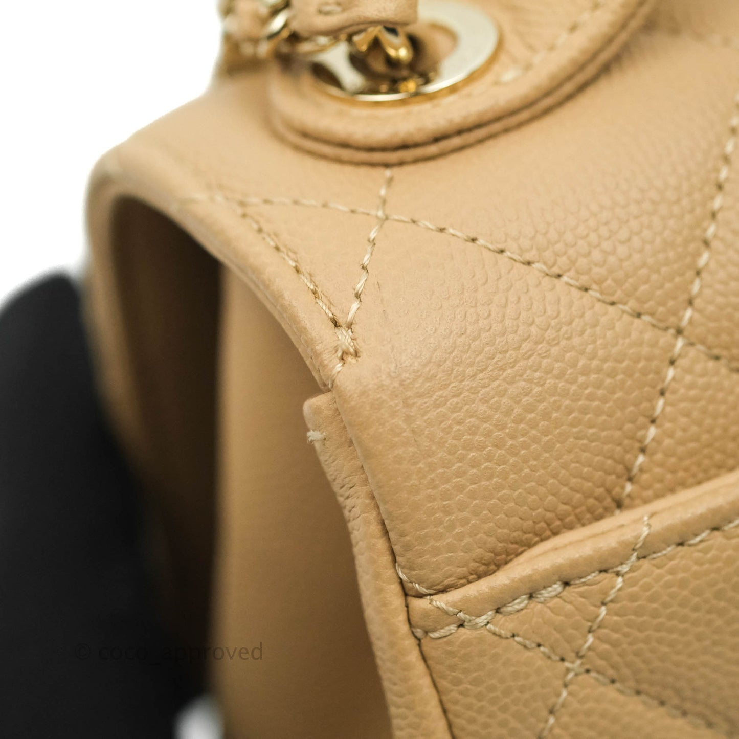 Chanel Quilted Small Business Affinity Flap Dark Beige Caviar Light Gold Hardware