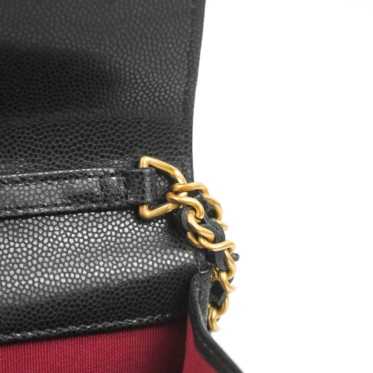 Chanel Quilted Gold CC Coin Wallet on Chain WOC Black Caviar Gold Hardware