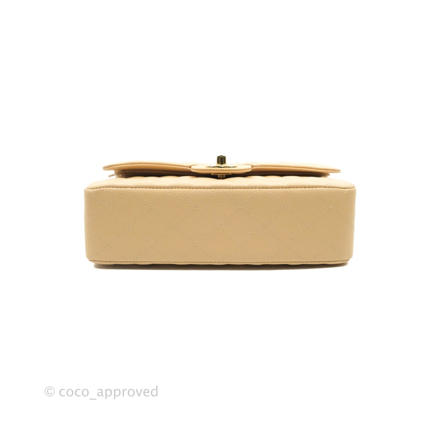 Chanel S/M Small Classic Quilted Flap Beige Caviar Gold Hardware