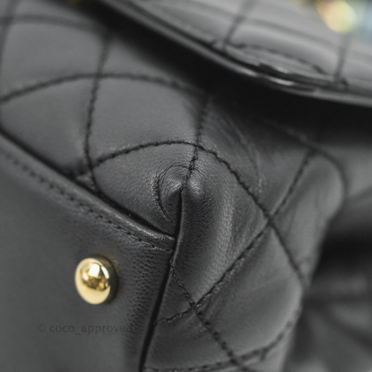 Chanel Quilted Mini Rainbow Coco Handle Bag Lambskin Black Gold Hardware