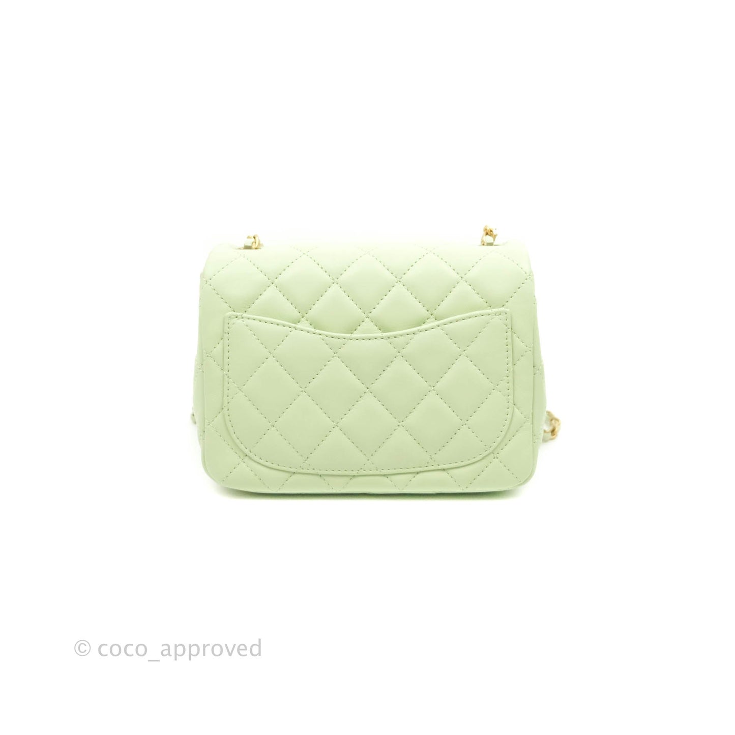 Chanel Pearl Crush Mini Square Quilted Avocado Green Lambskin Aged Gold Hardware
