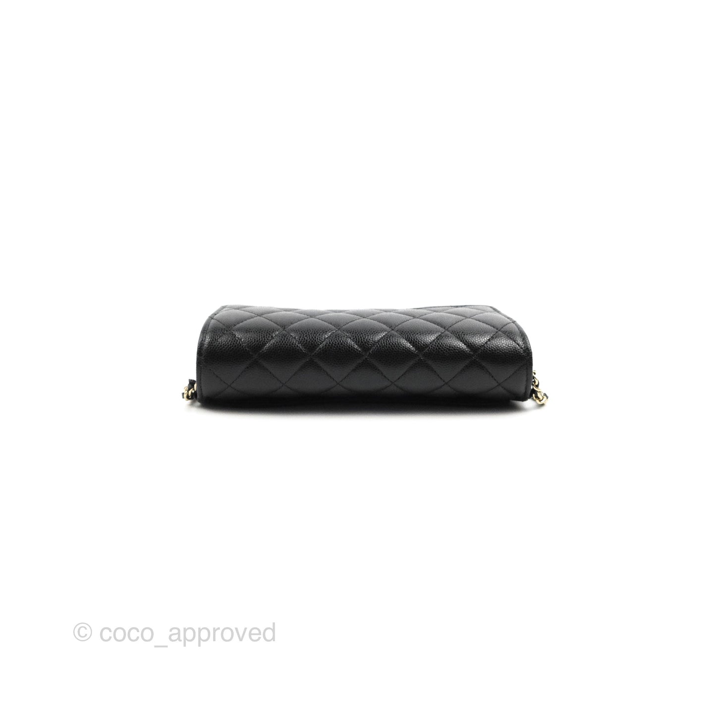 Chanel Quilted Case With Chain Black Caviar Gold Hardware