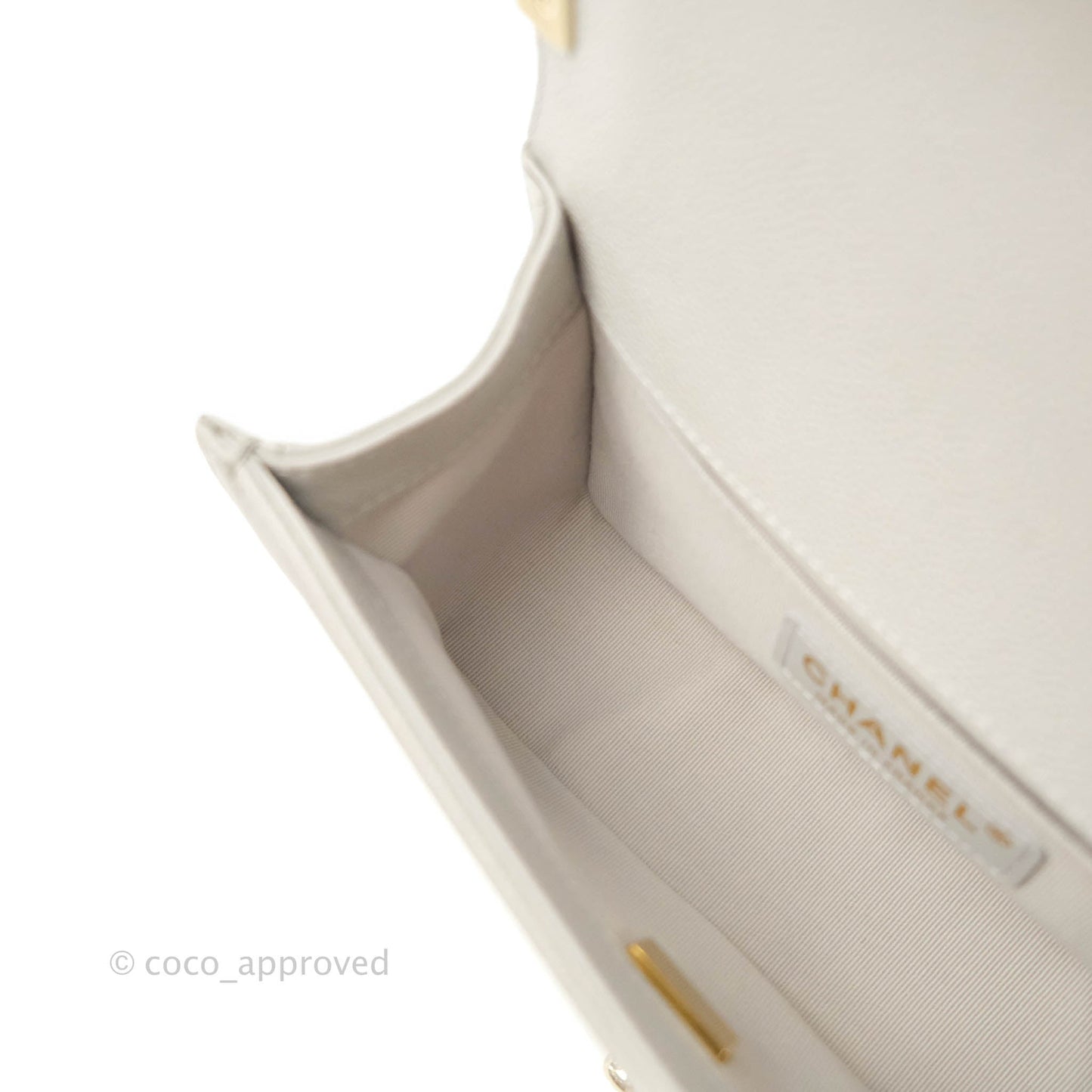 Chanel Small Boy Grey Caviar Gold Hardware
