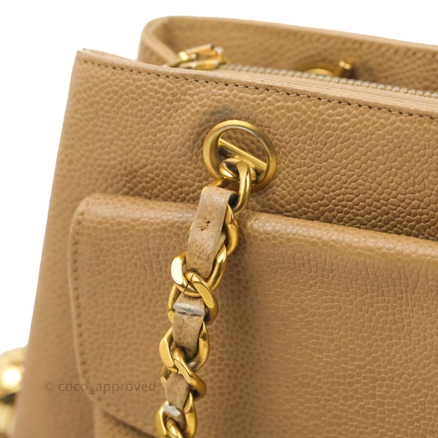 Chanel Vintage Tote Beige Caviar 24K Gold Hardware