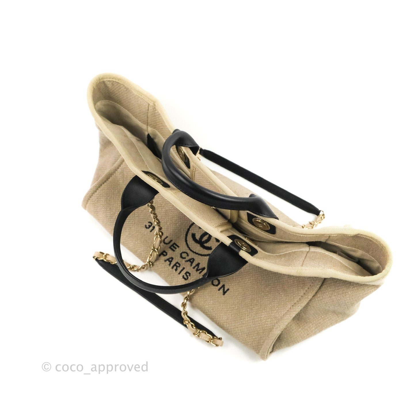 Chanel Large Deauville Black/Taupe Canvas