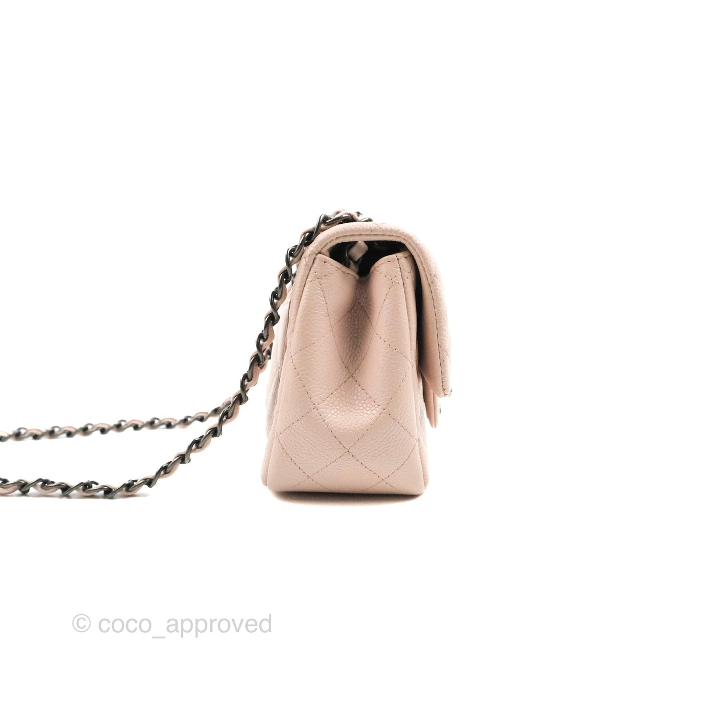 Chanel Quilted Mini Square Sakura Pink Caviar Ruthenium Hardware
