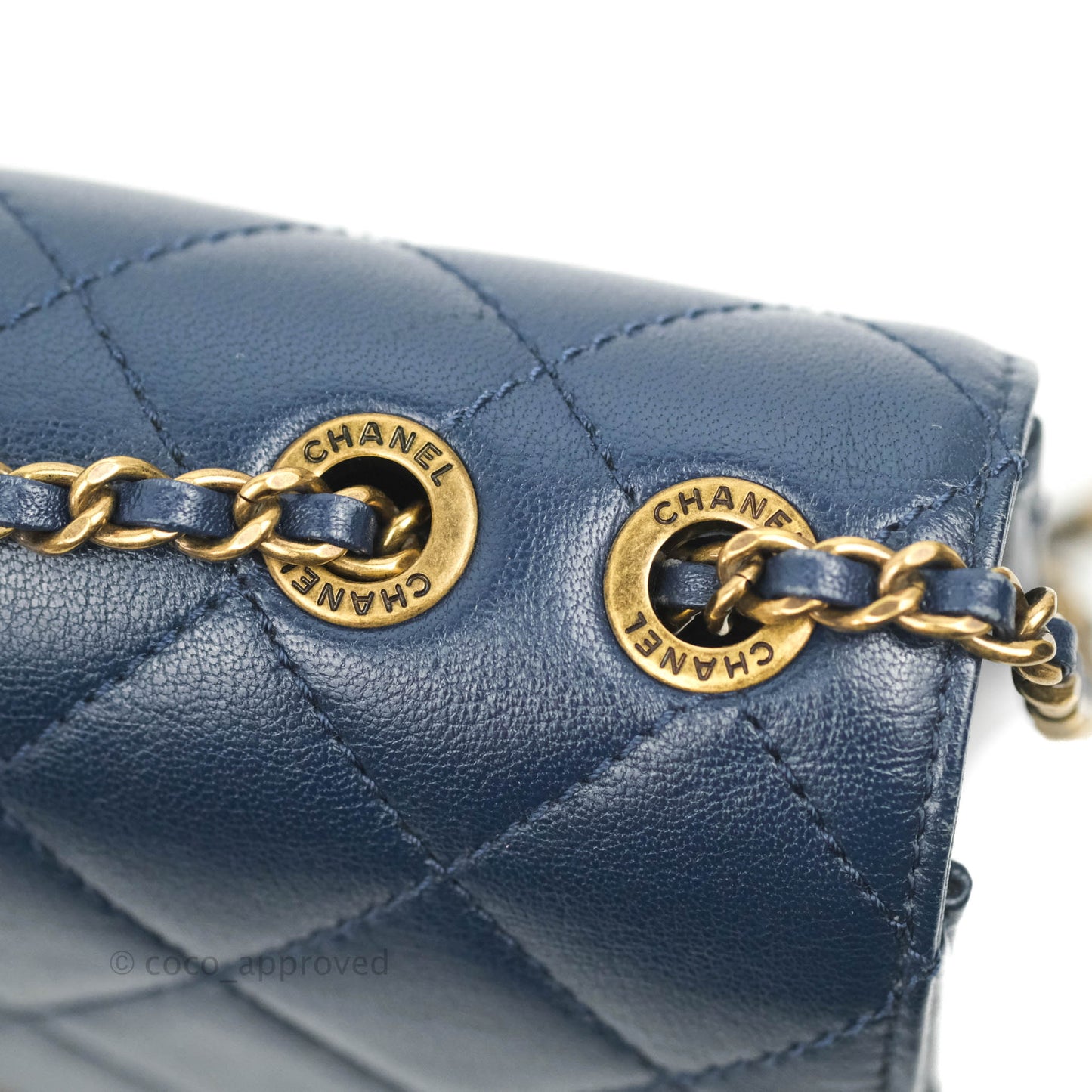 Chanel Beauty Lock Flap Bag Navy Sheepskin Aged Gold Hardware
