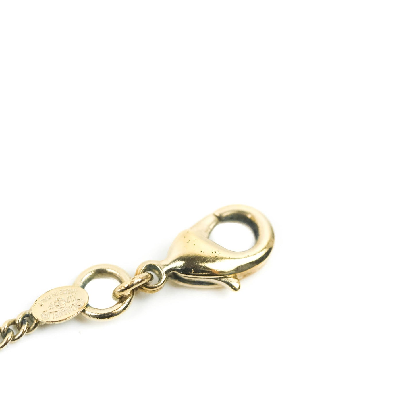 Chanel CC Black Enamel Flap Bag Charm Pendant Necklace Gold Tone 07P