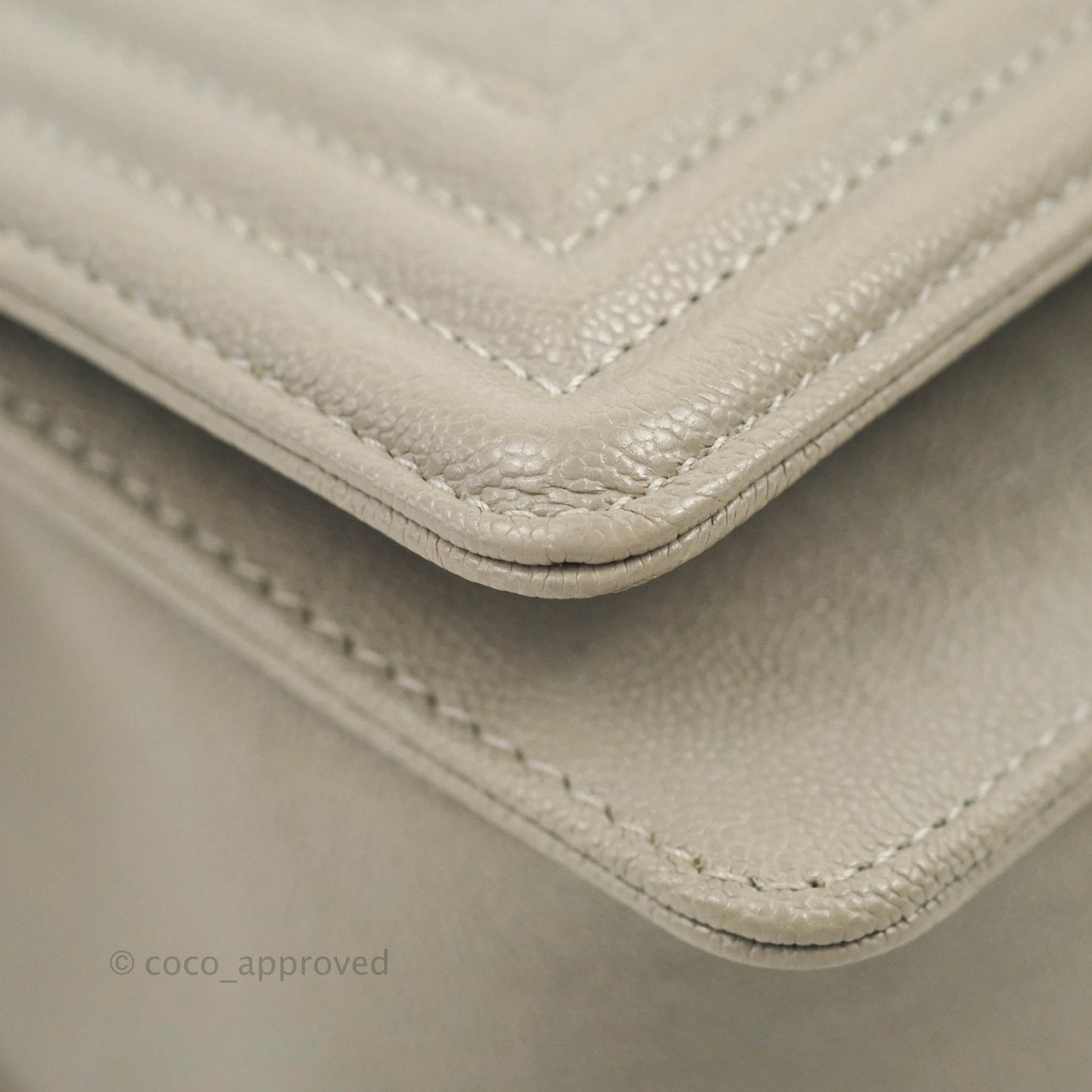 Chanel Quilted Medium Boy Etoupe Grey Caviar Silver Hardware