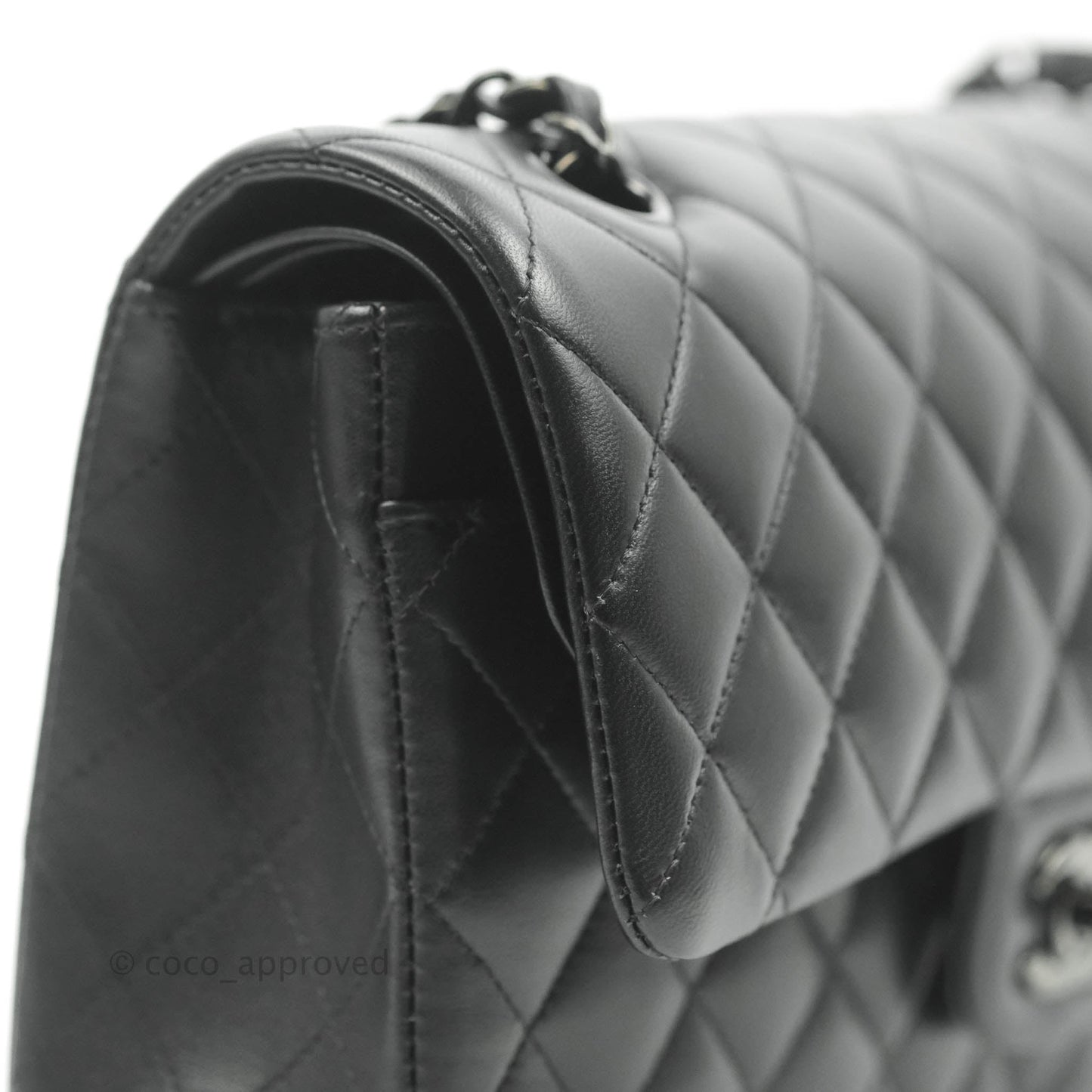 Chanel Classic Quilted M/L Medium Double Flap So Black Lambskin