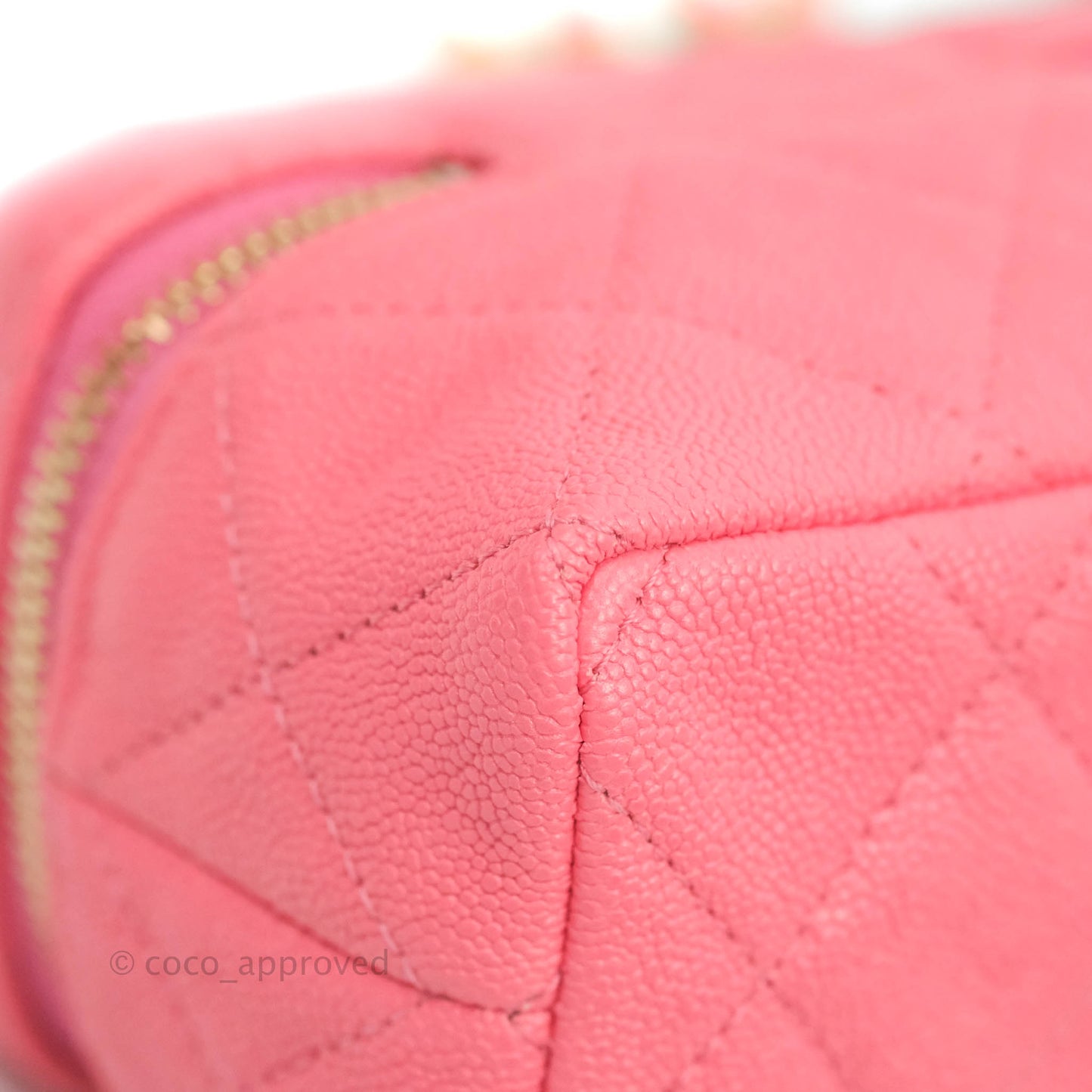Chanel Quilted Mini Top Handle Vanity With Chain Pink Caviar Aged Gold Hardware