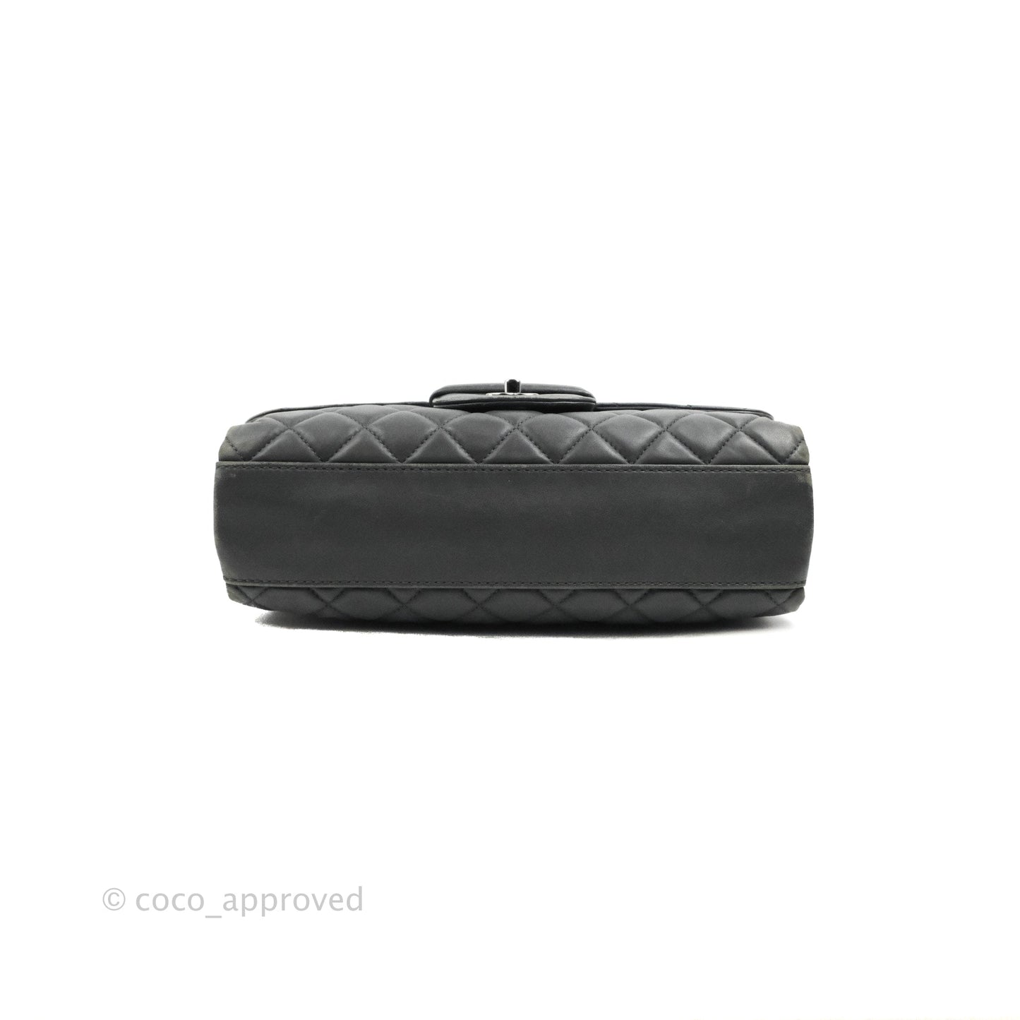 Chanel Quilted Jumbo Coco Loop Flap Dark Grey Lambskin Silver Hardware