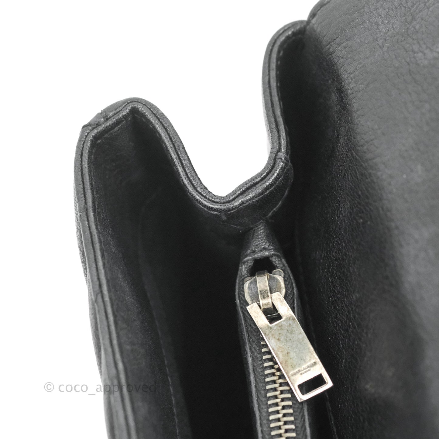 Saint Laurent Chevron Large College Black Chain Bag Ruthenium Hardware
