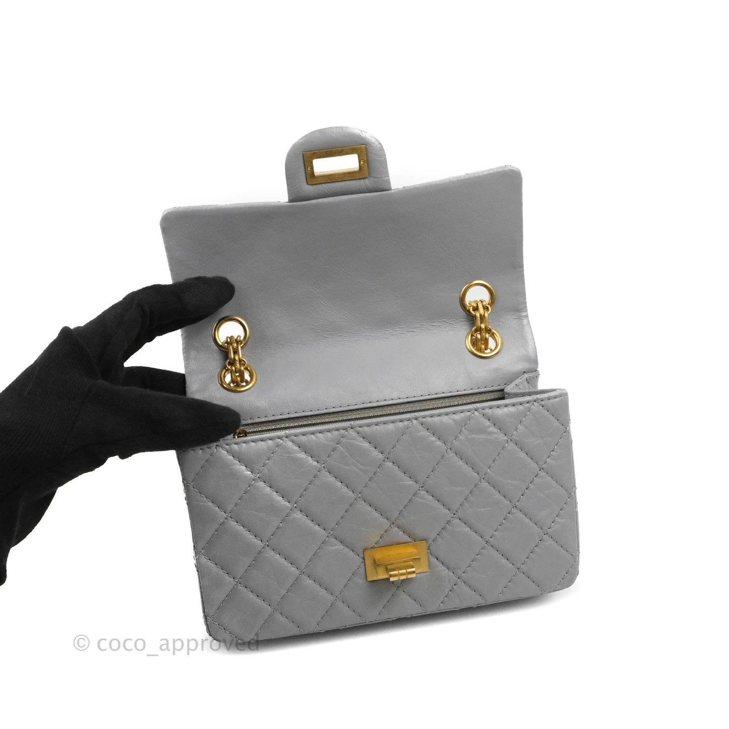 Chanel Mini Reissue 224 Grey Aged Calfskin Aged Gold Hardware