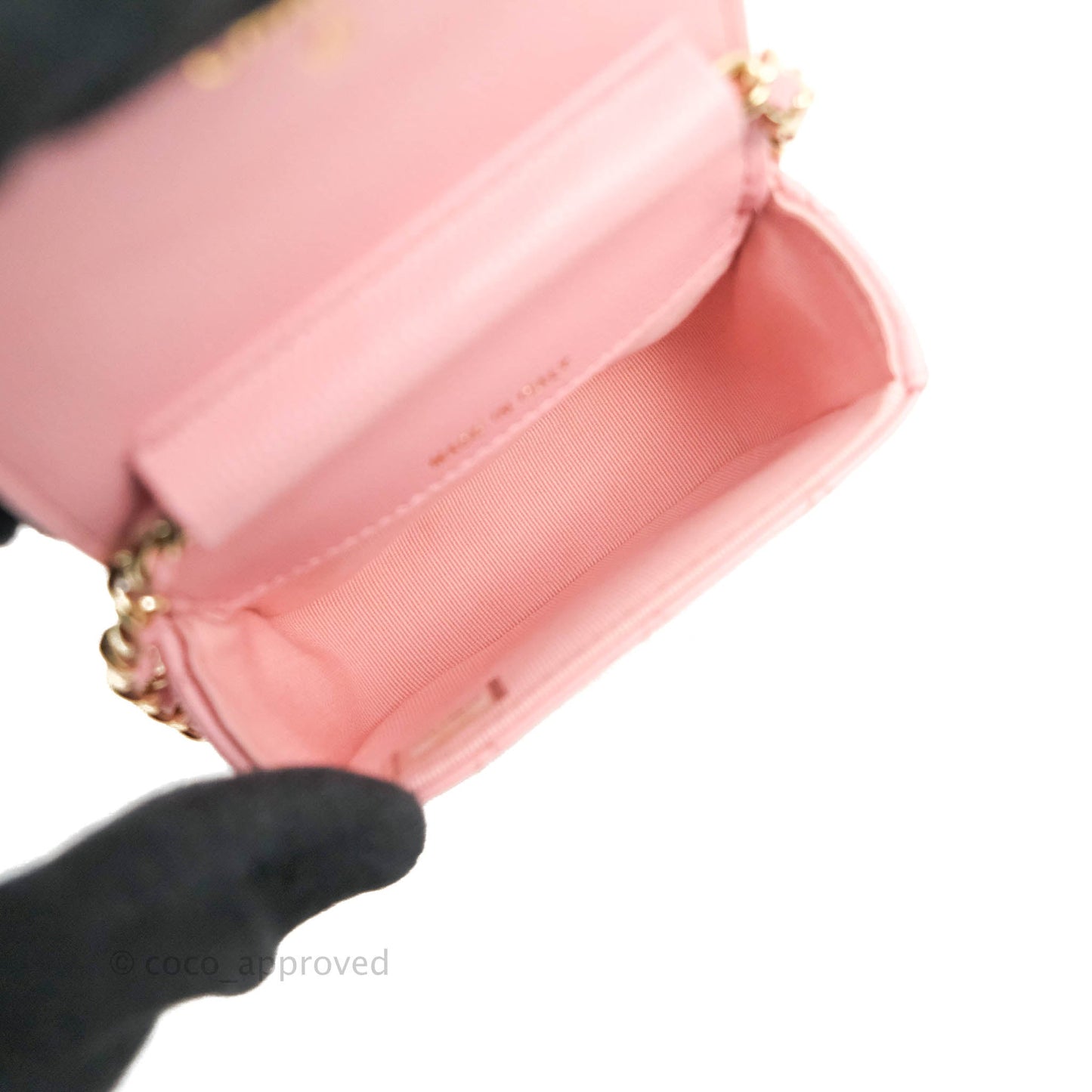 Chanel Classic Clutch With Chain Pink Caviar Gold Hardware