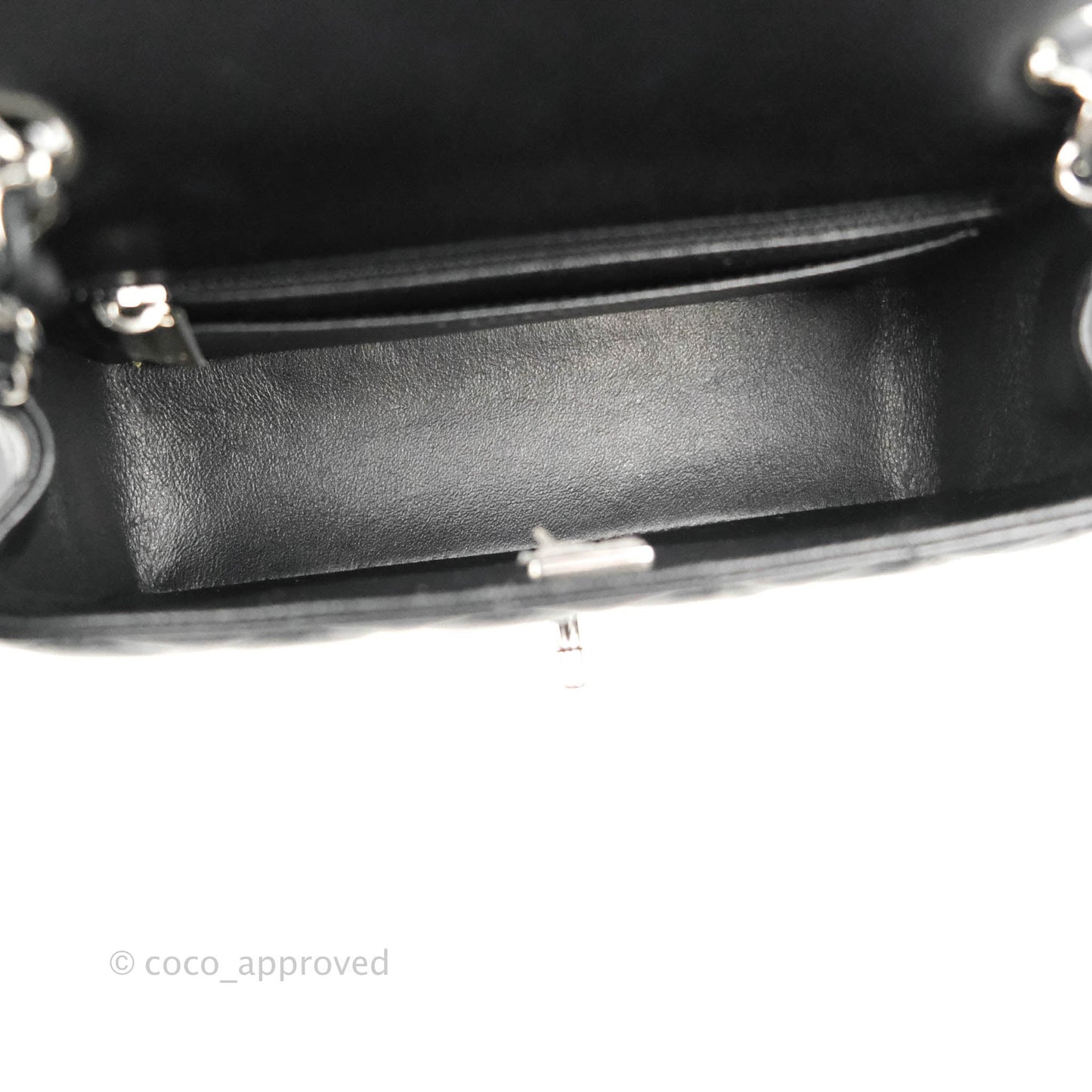 Chanel Quilted Mini Rectangular Flap Black Lambskin Silver Hardware
