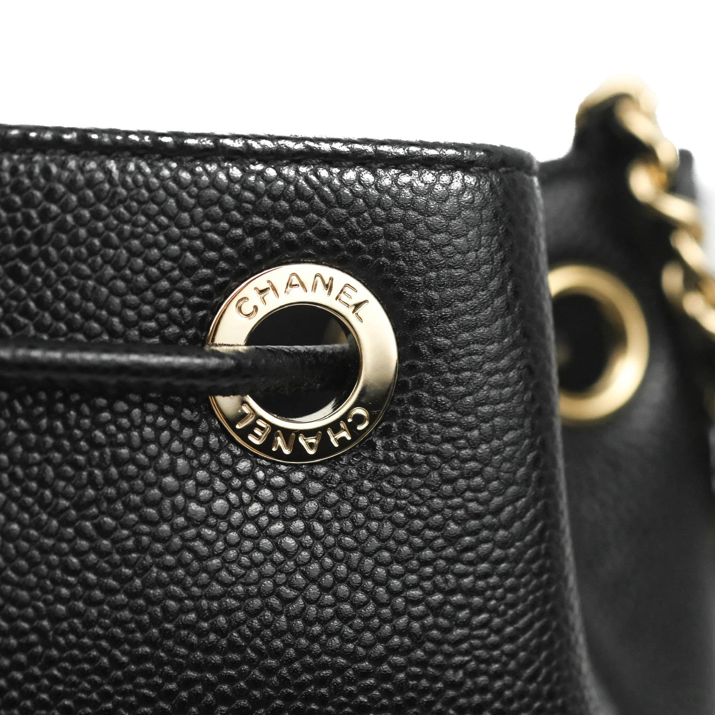 Chanel Business Affinity Drawstring Bucket Bag Black Caviar Gold Hardware
