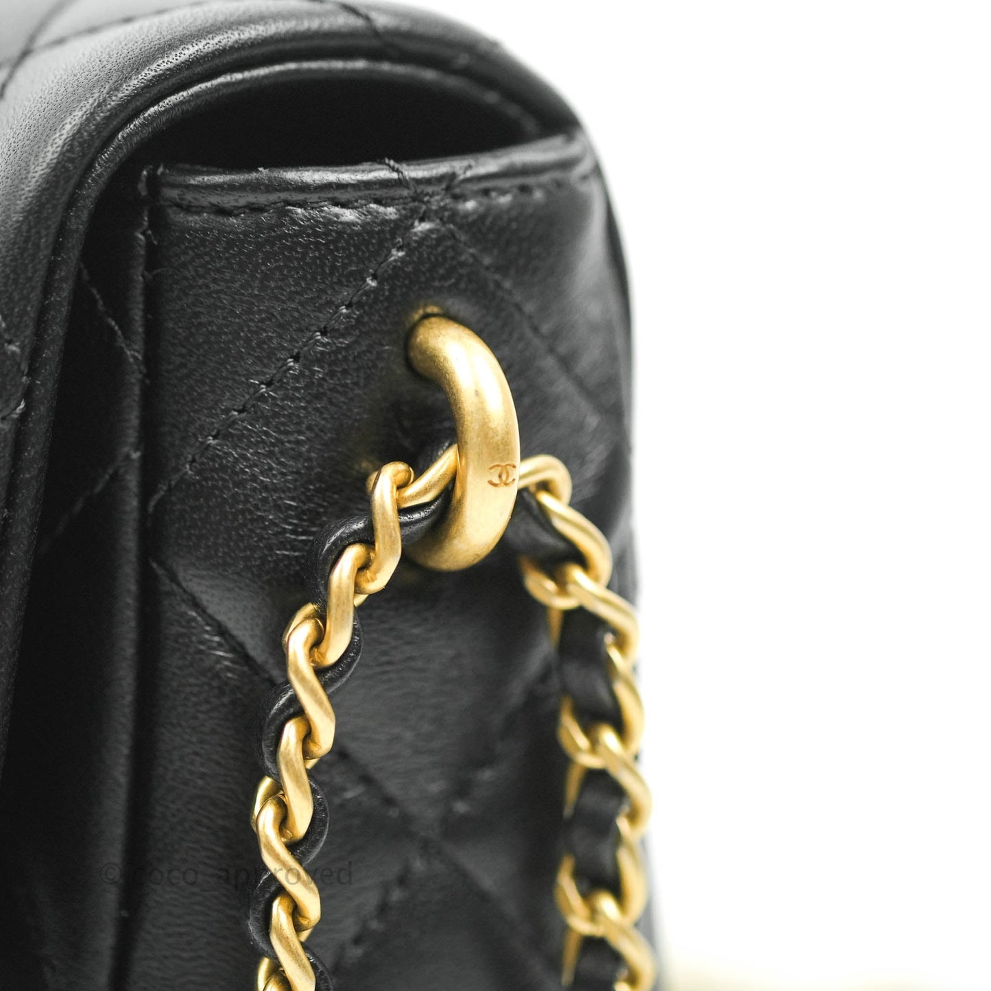 Chanel Quilted My Perfect Mini With Pearl Black Lambskin Gold Hardware
