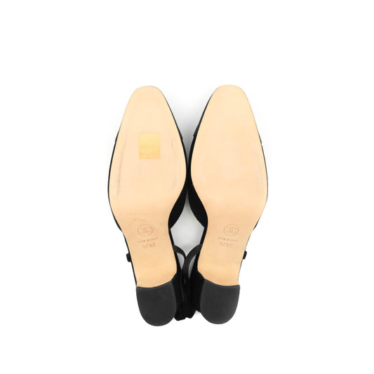 Chanel Classic Slingback Black Velvet Size 37.5C