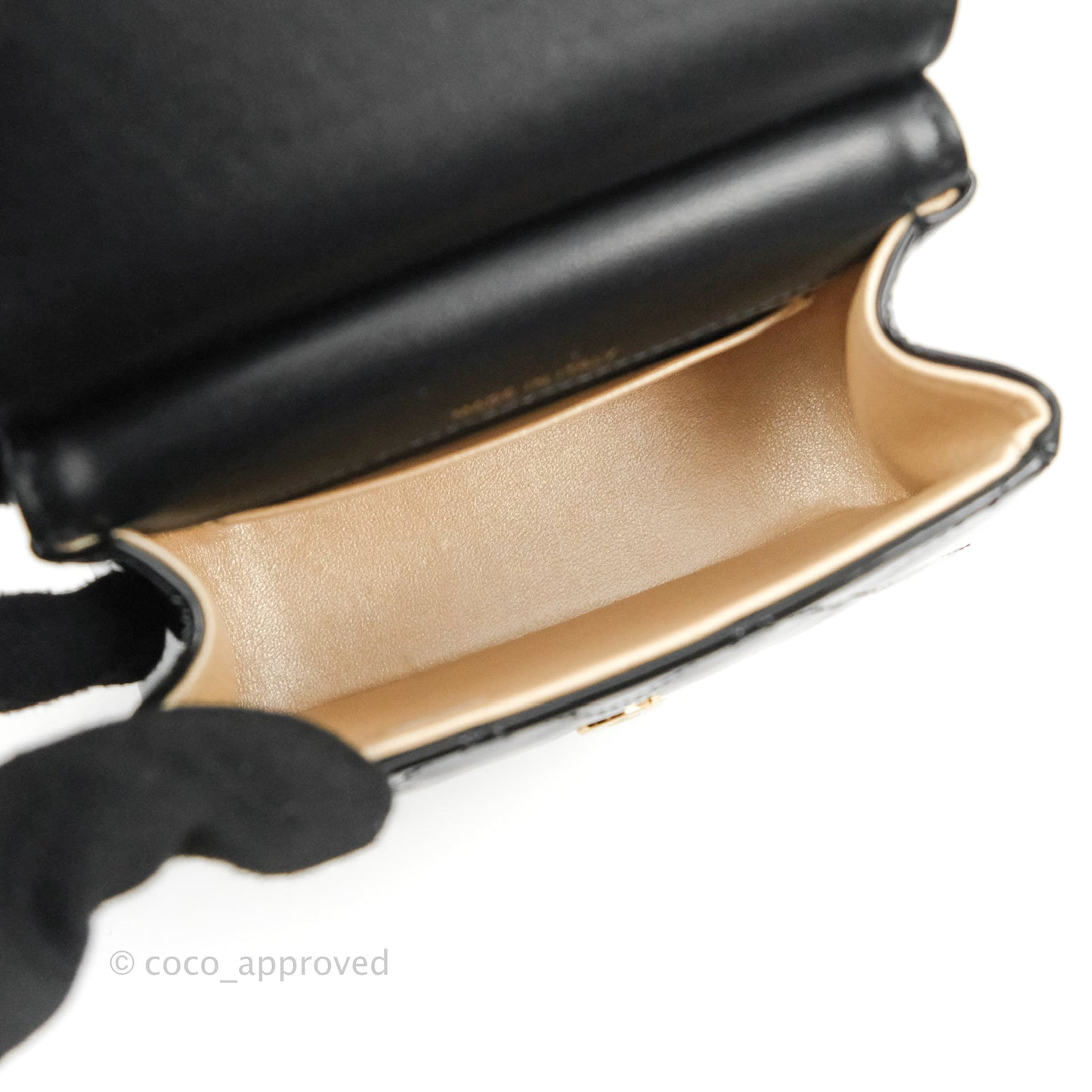 Chanel Quilted Clutch With Chain Patent Metal Black Gold Hardware
