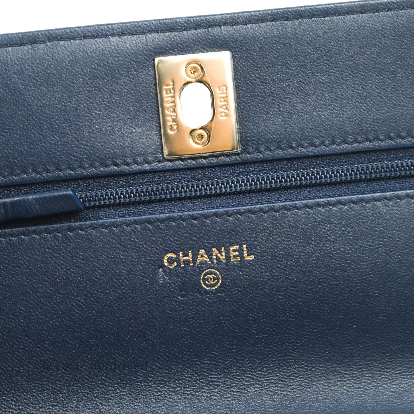 Chanel Trendy CC WOC Wallet On Chain Navy Lambskin Gold Hardware