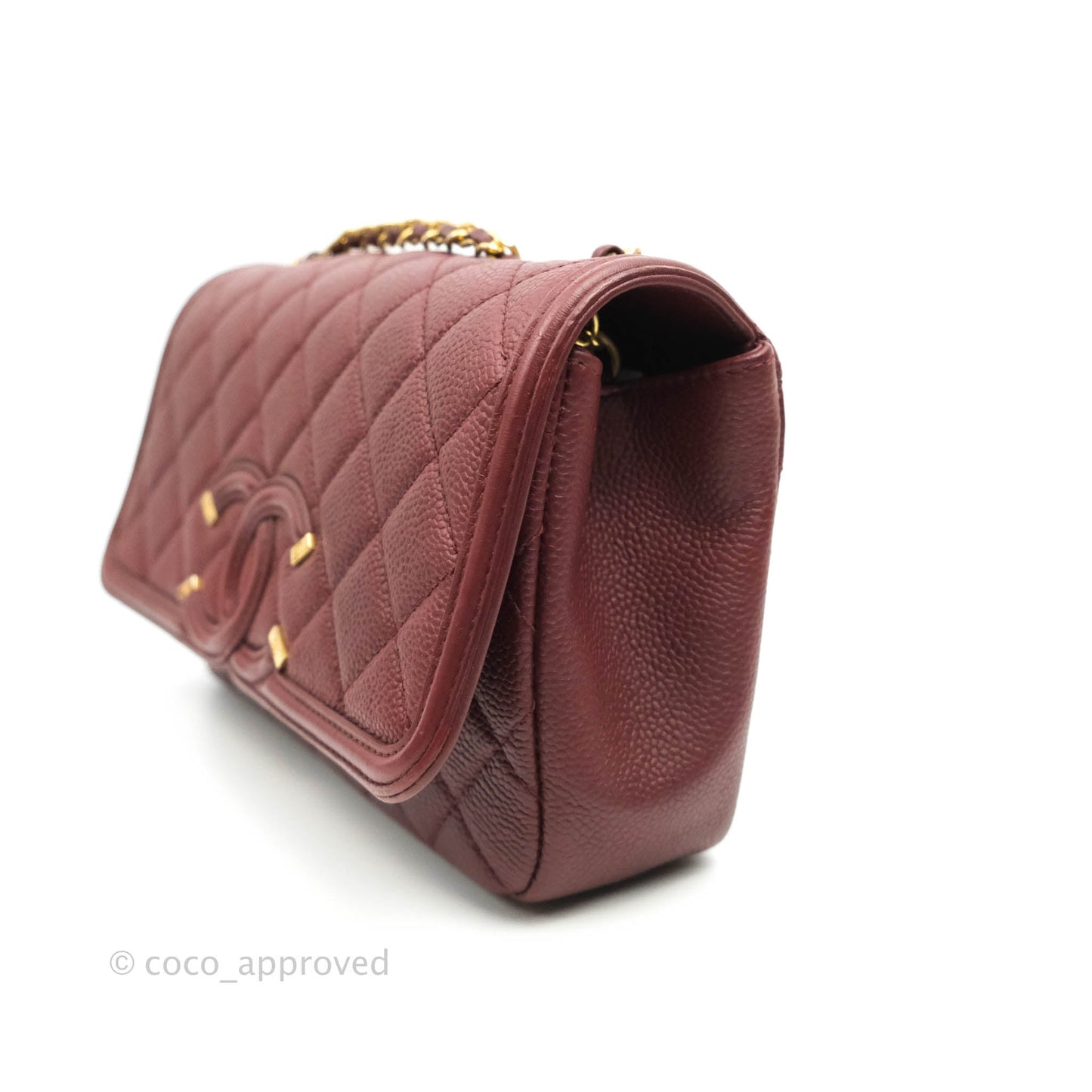 Chanel Quilted Small CC Filigree Flap Burgundy Caviar
