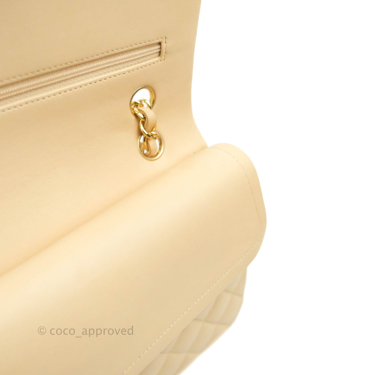 Chanel Classic M/L Medium Flap Quilted Beige Lambskin Gold Hardware