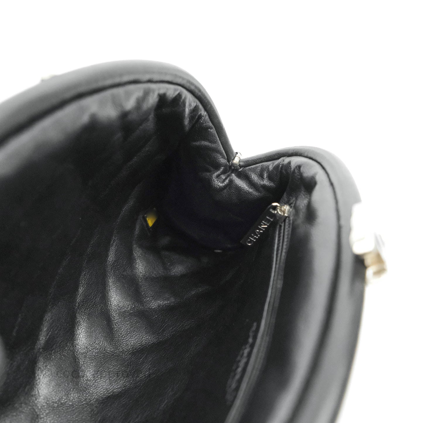 Chanel Quilted Timeless Kisslock Clutch Black Lambskin Silver Hardware