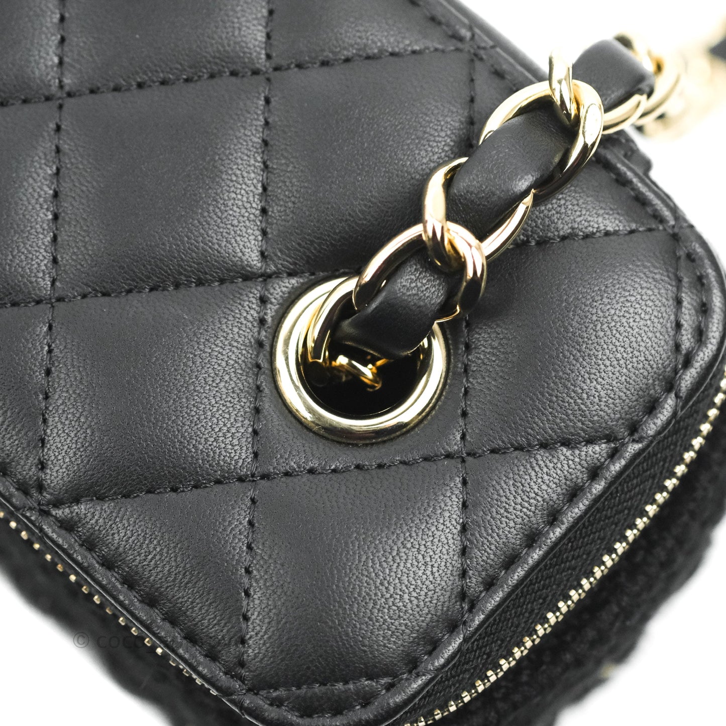 Chanel Vanity with Chain Crochet Black Lambskin Gold Hardware