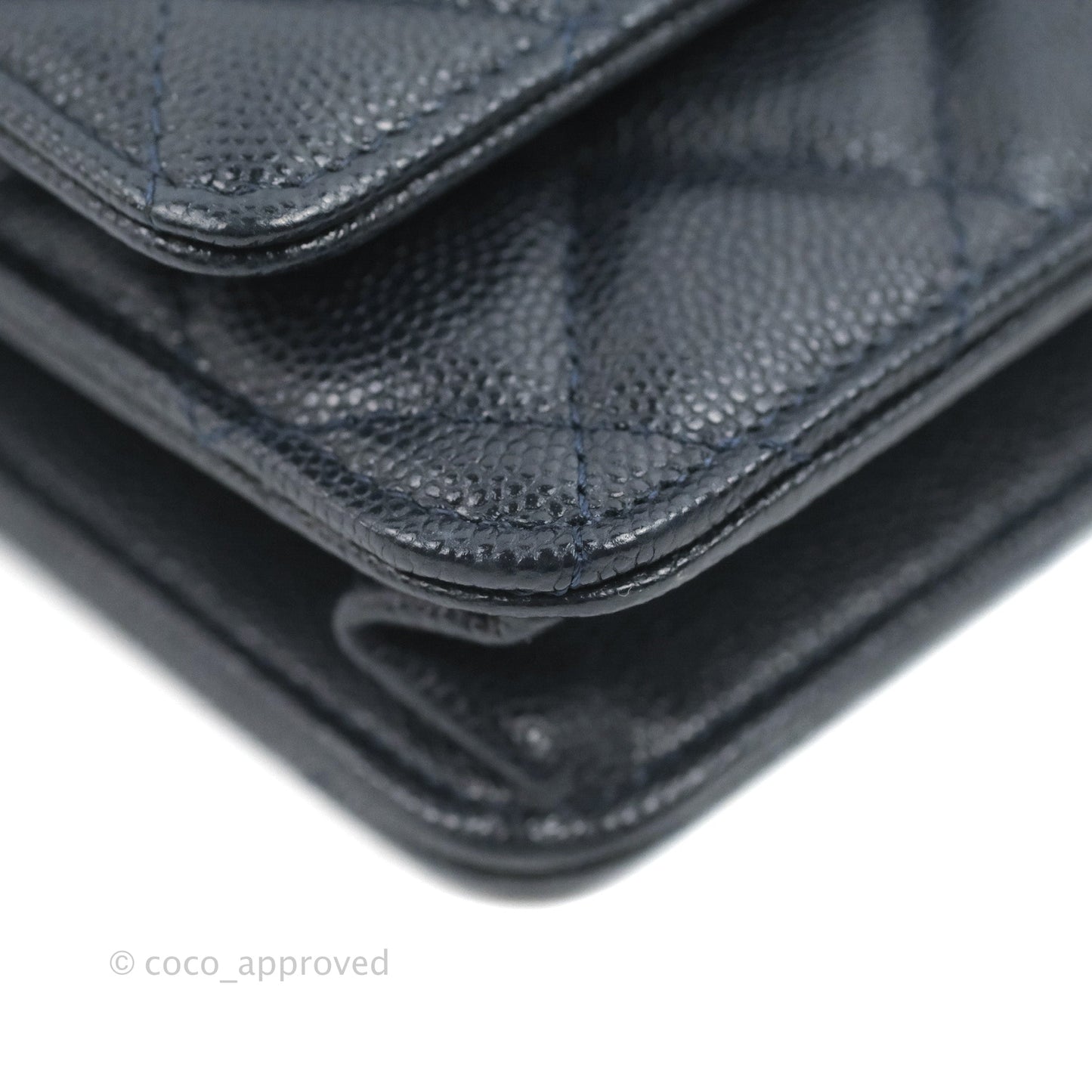 Chanel Quilted Classic Wallet on Chain WOC Navy Caviar Gold Hardware