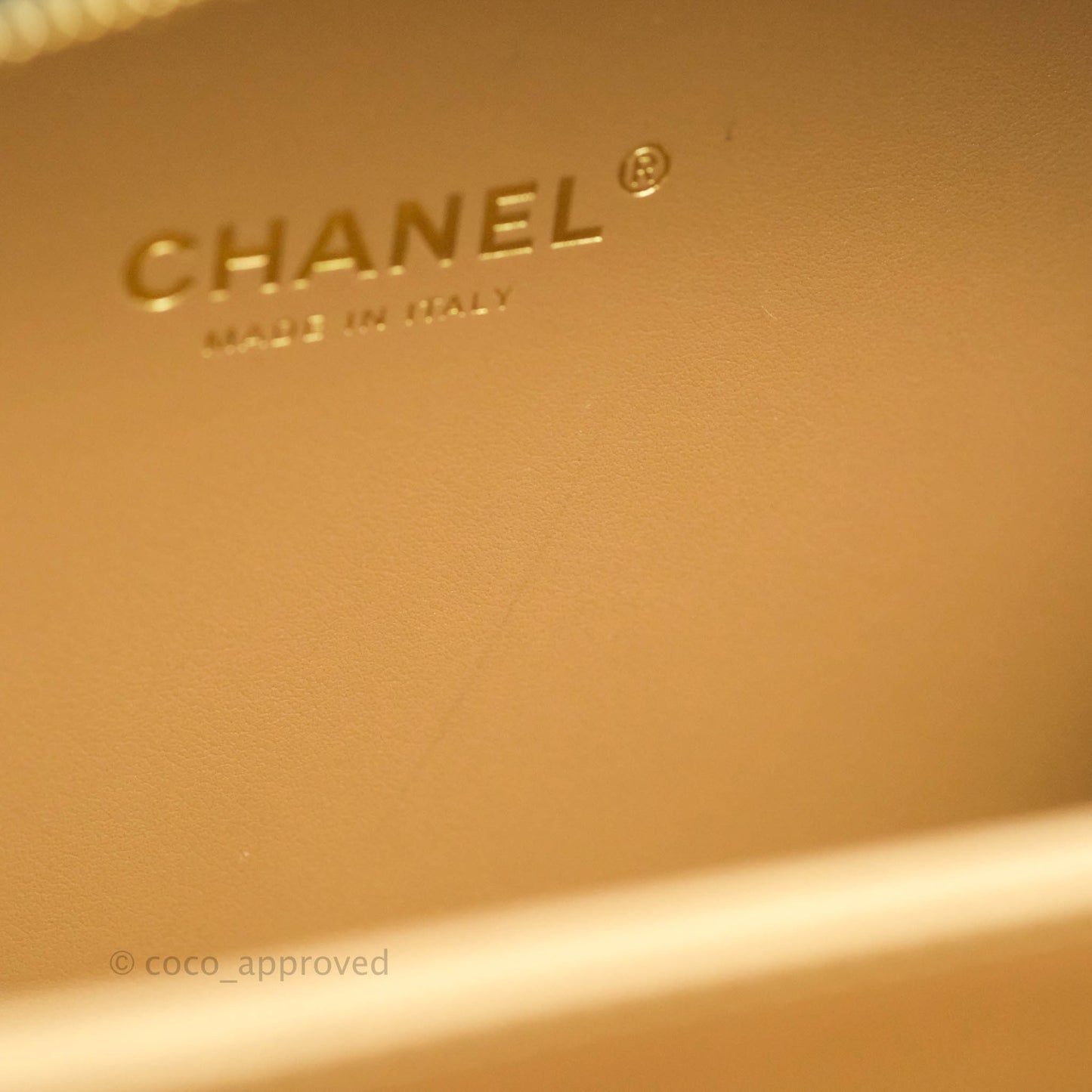 Chanel Quilted Golden Plate Vanity Case Black Lambskin Gold Hardware