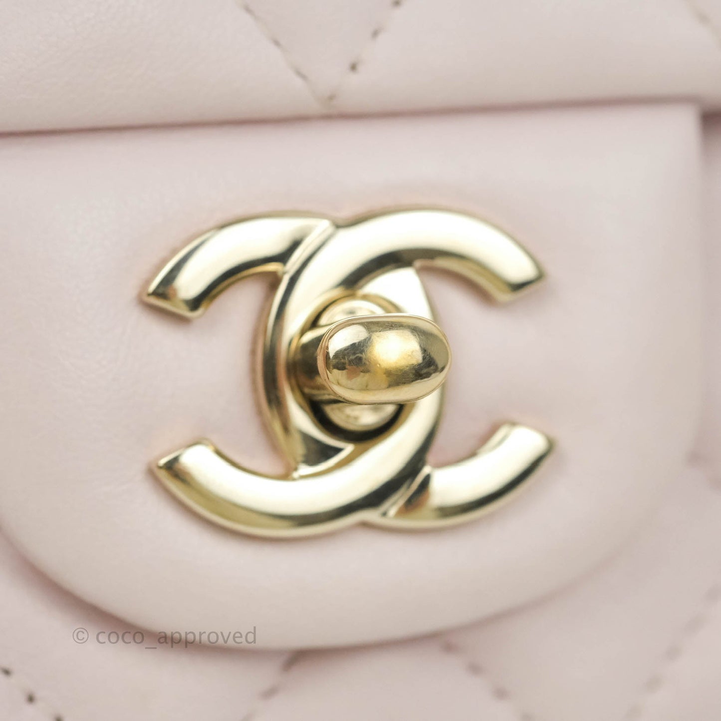Chanel Quilted Mini Rectangular Flap Pale Pink Lambskin Gold Hardware