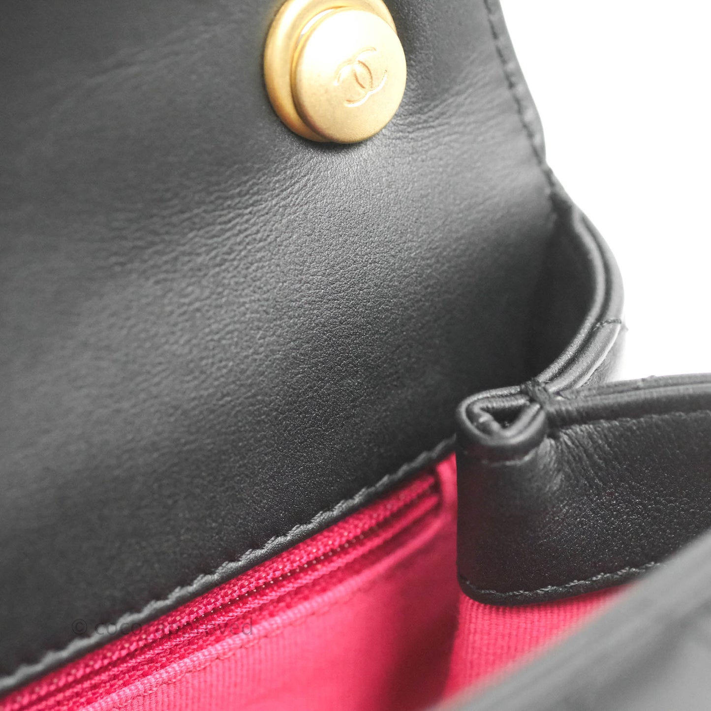 Chanel Small Chain Bar Flap Bag Black Calfskin Aged Gold Hardware