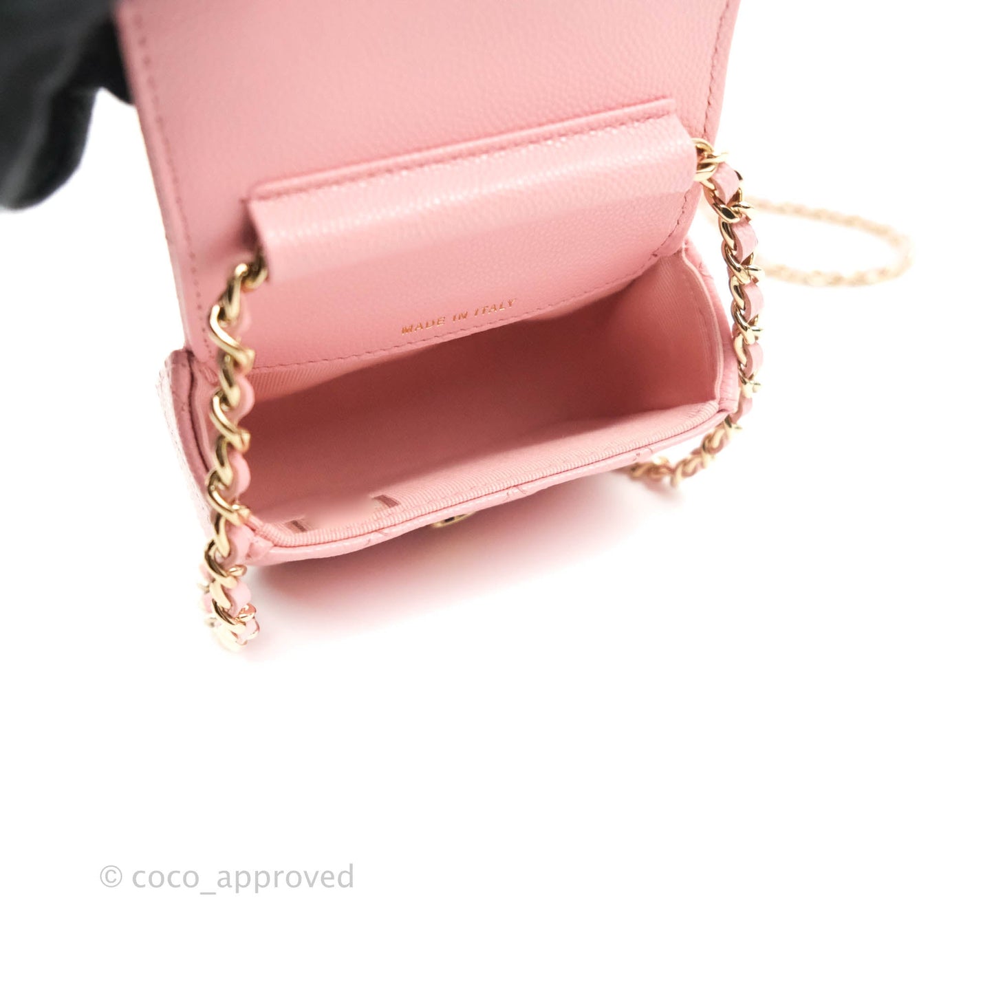 Chanel Classic Clutch With Chain Pink Caviar Gold Hardware