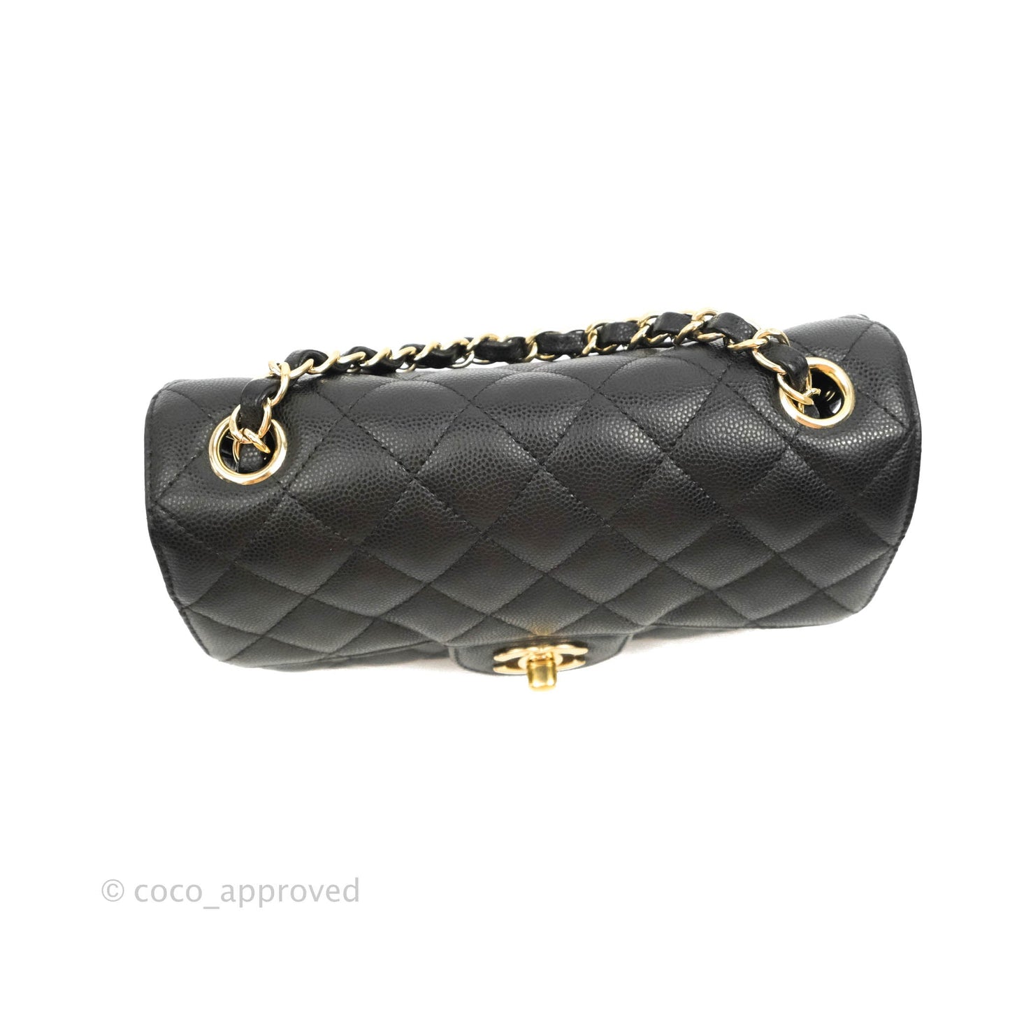 Chanel Classic Mini Rectangular Flap Black Caviar Gold Hardware 17C