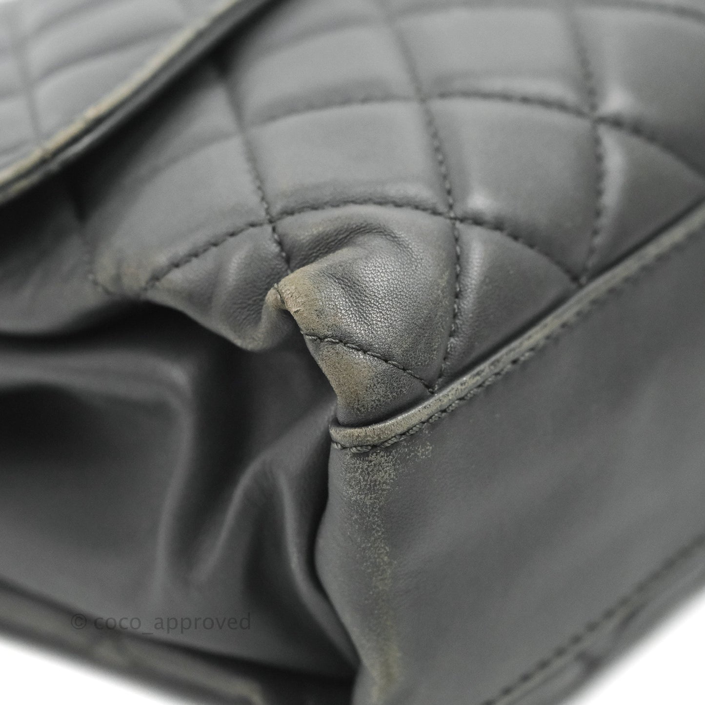 Chanel Quilted Jumbo Coco Loop Flap Dark Grey Lambskin Silver Hardware