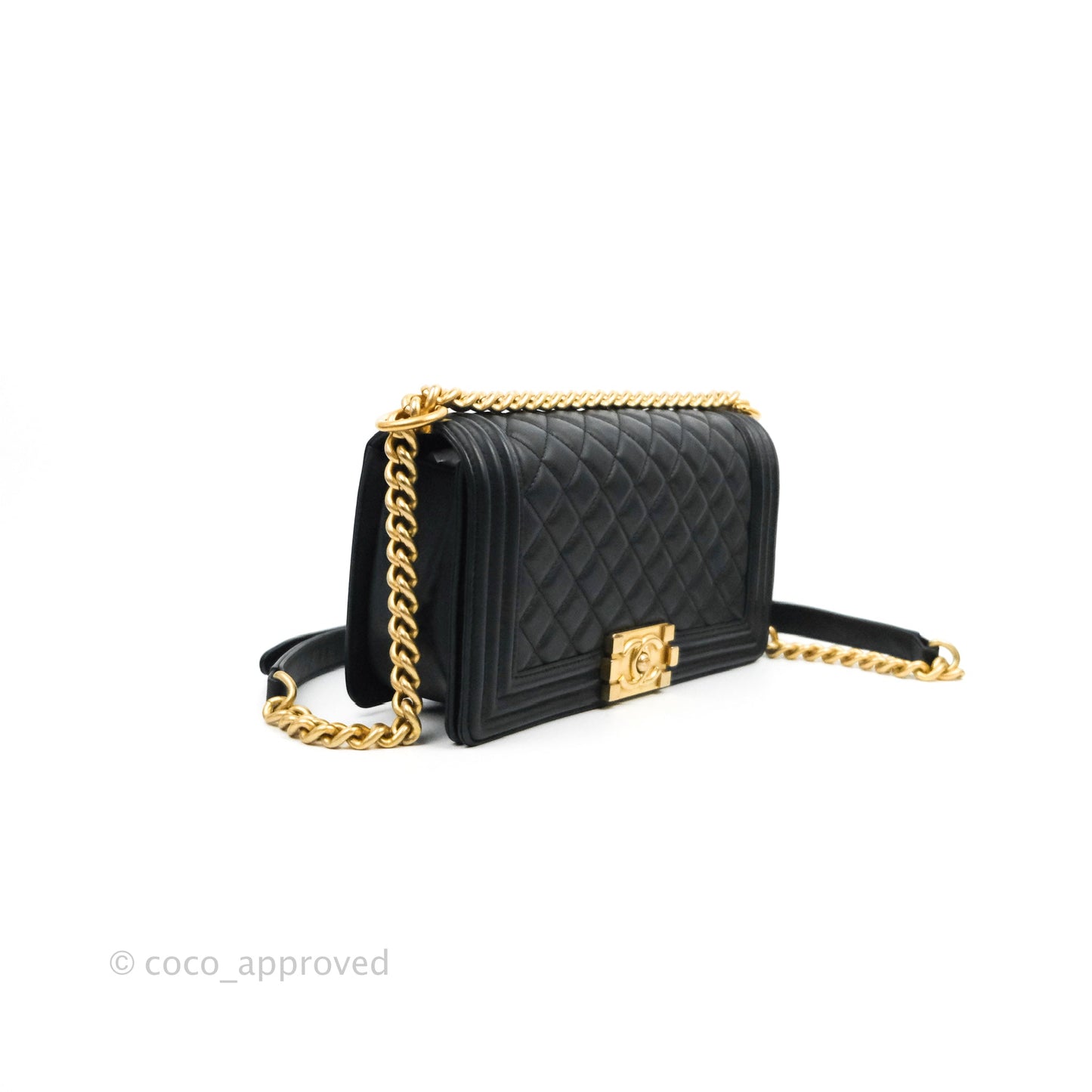 Chanel Quilted Medium Boy Black Lambskin Gold Hardware