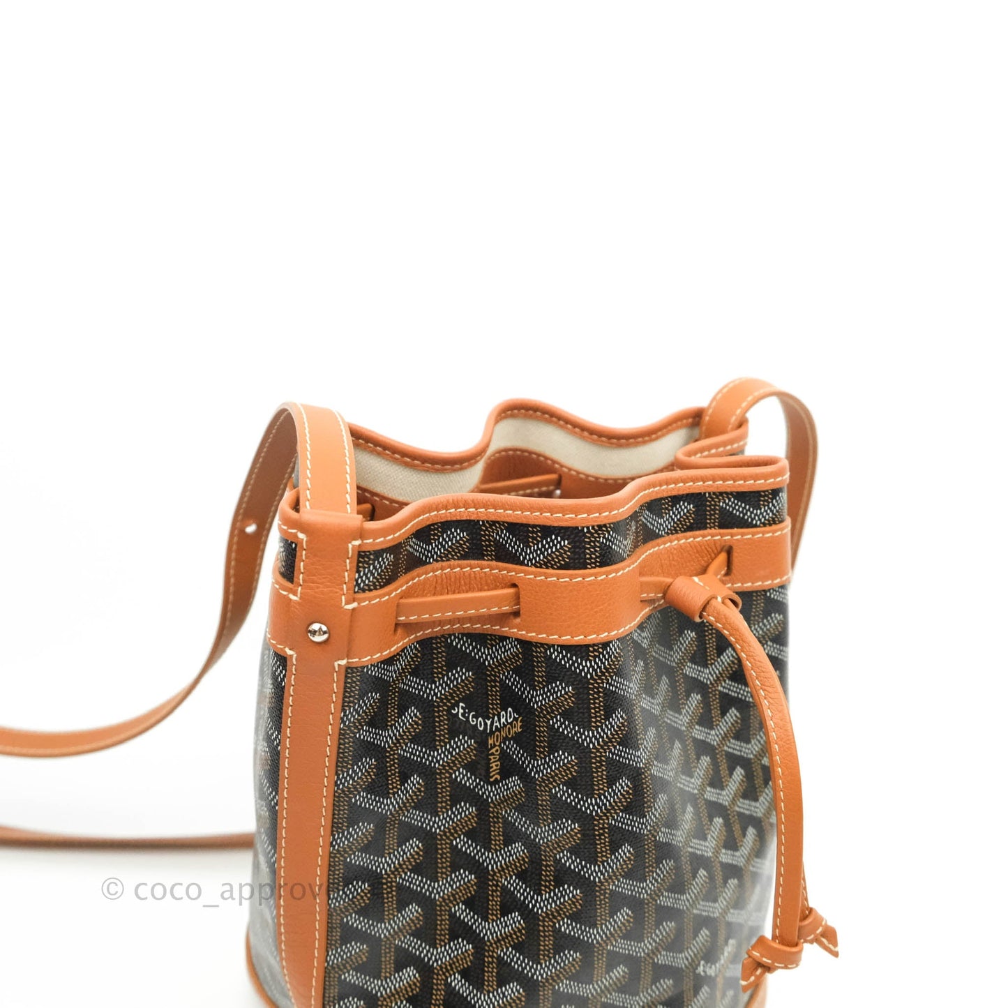 Goyard Petit Flot Black & Natural Drawstring Bucket Bag