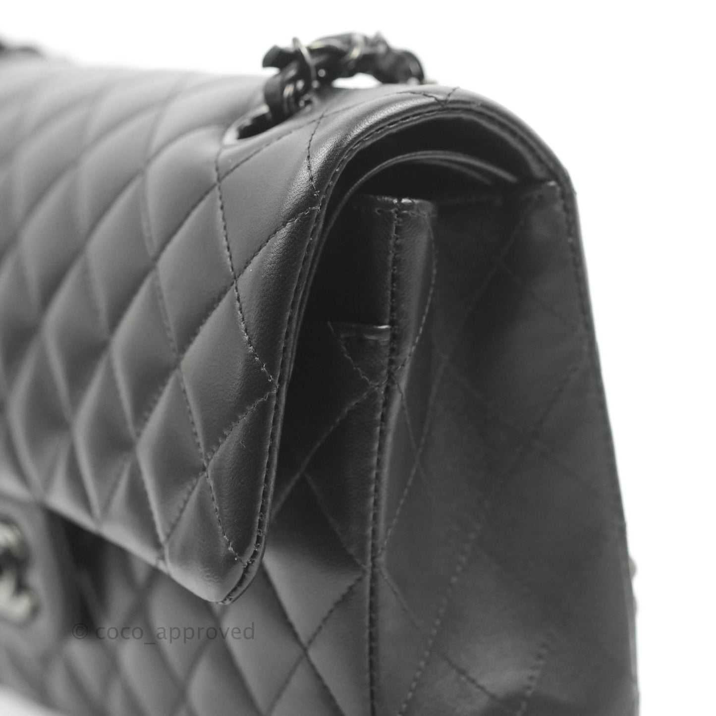 Chanel Classic Quilted M/L Medium Double Flap So Black Lambskin