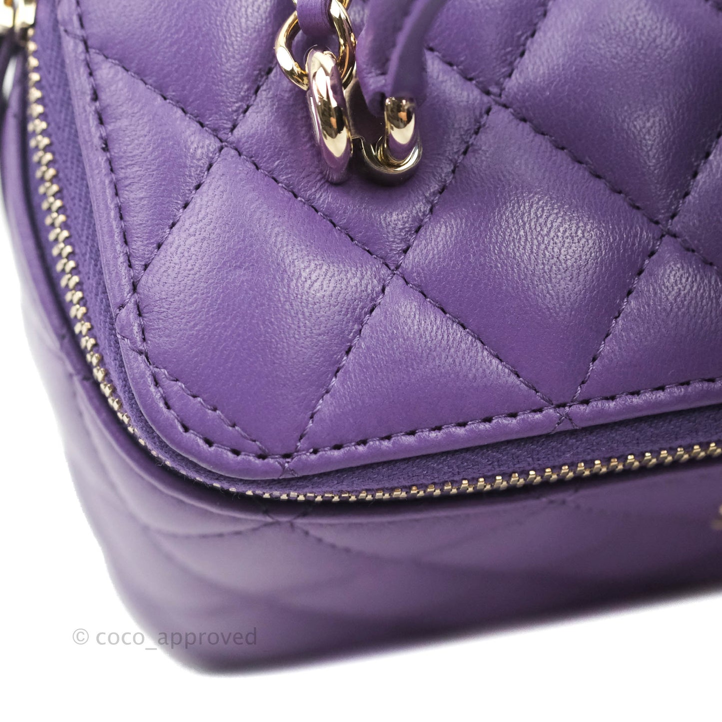 Chanel Classic Vanity Rectangular Top Handle With Chain Purple Lambskin Gold Hardware