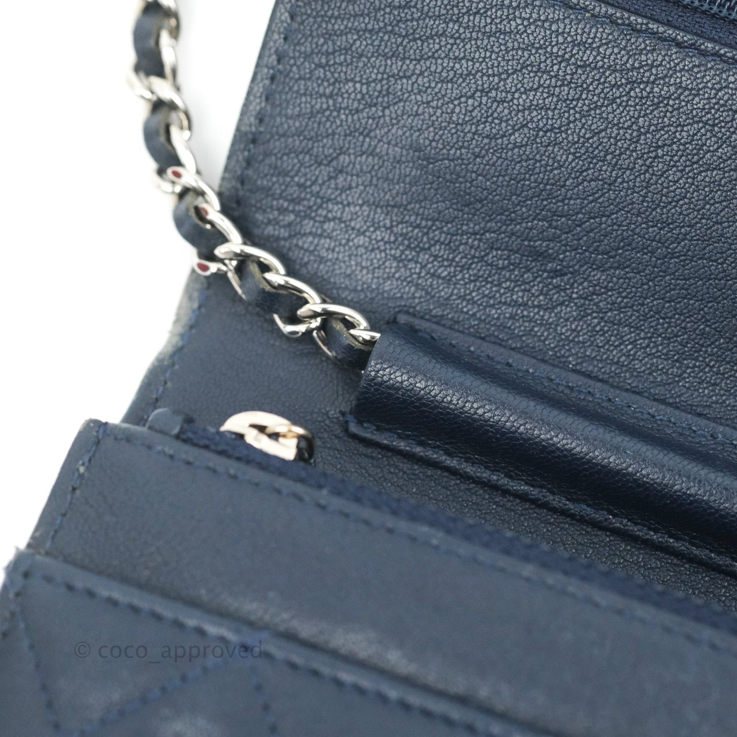 Chanel Urban Companion Wallet on Chain WOC Navy Calfskin Silver Hardware