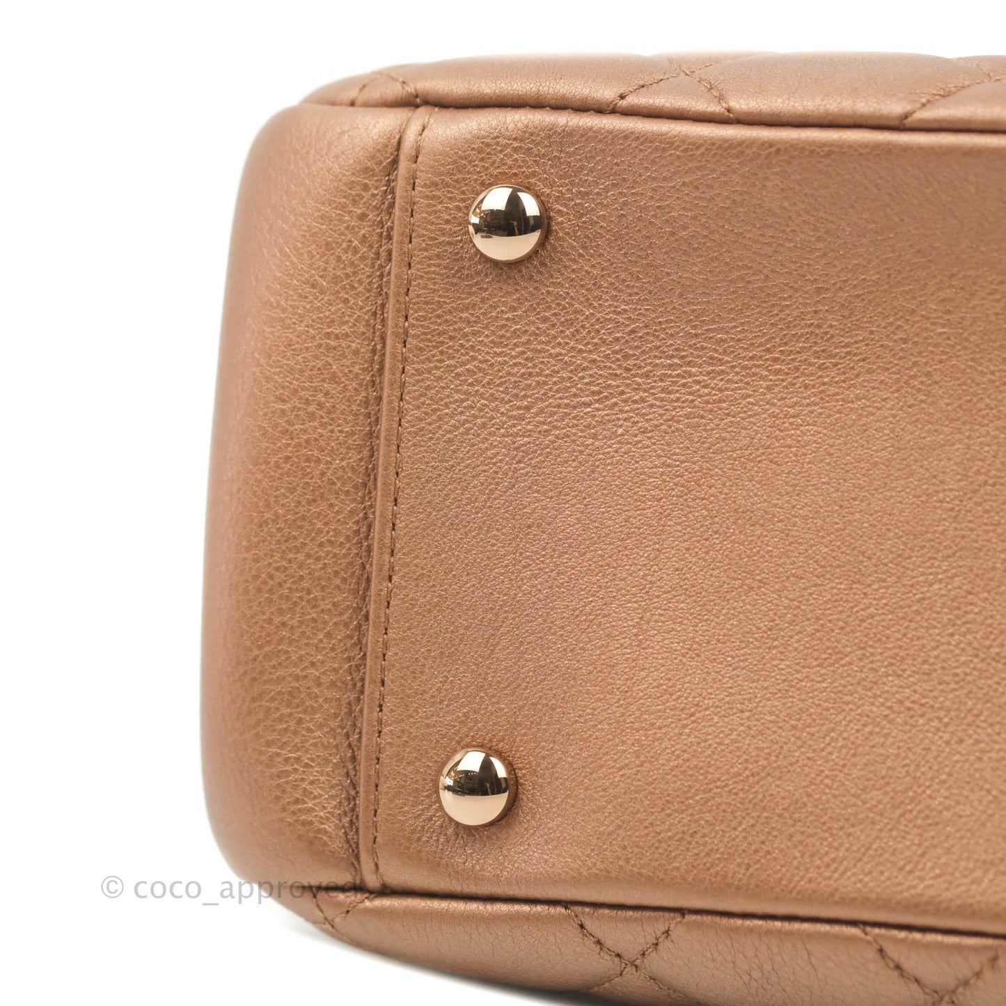 Chanel Iridescent Goatskin Quilted Small CC Eyelet Tote Copper Rose Gold