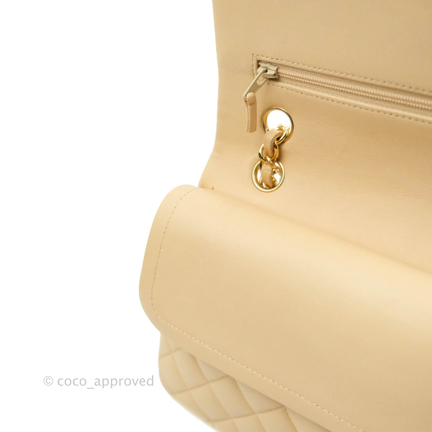 Chanel Classic M/L Medium Flap Quilted Beige Lambskin Gold Hardware