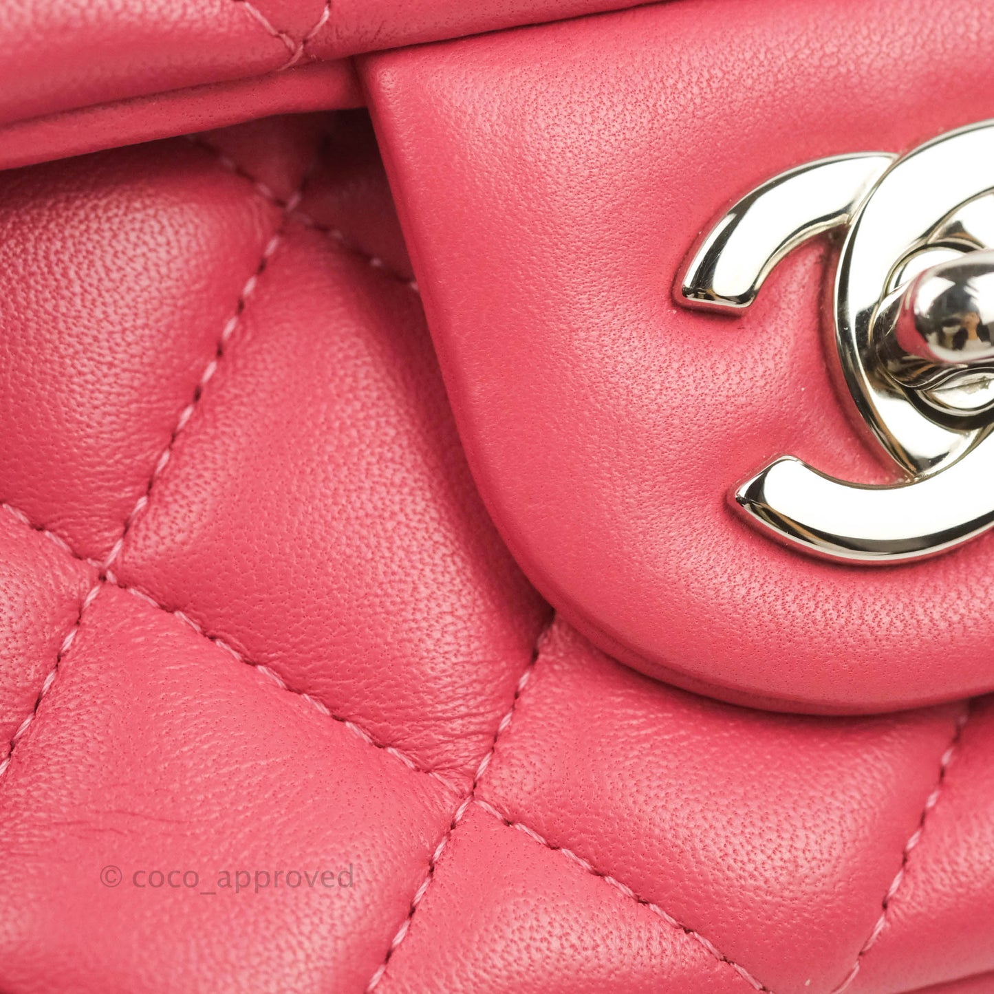 Chanel Quilted Mini Rectangular Flap Pink Lambskin Silver Hardware