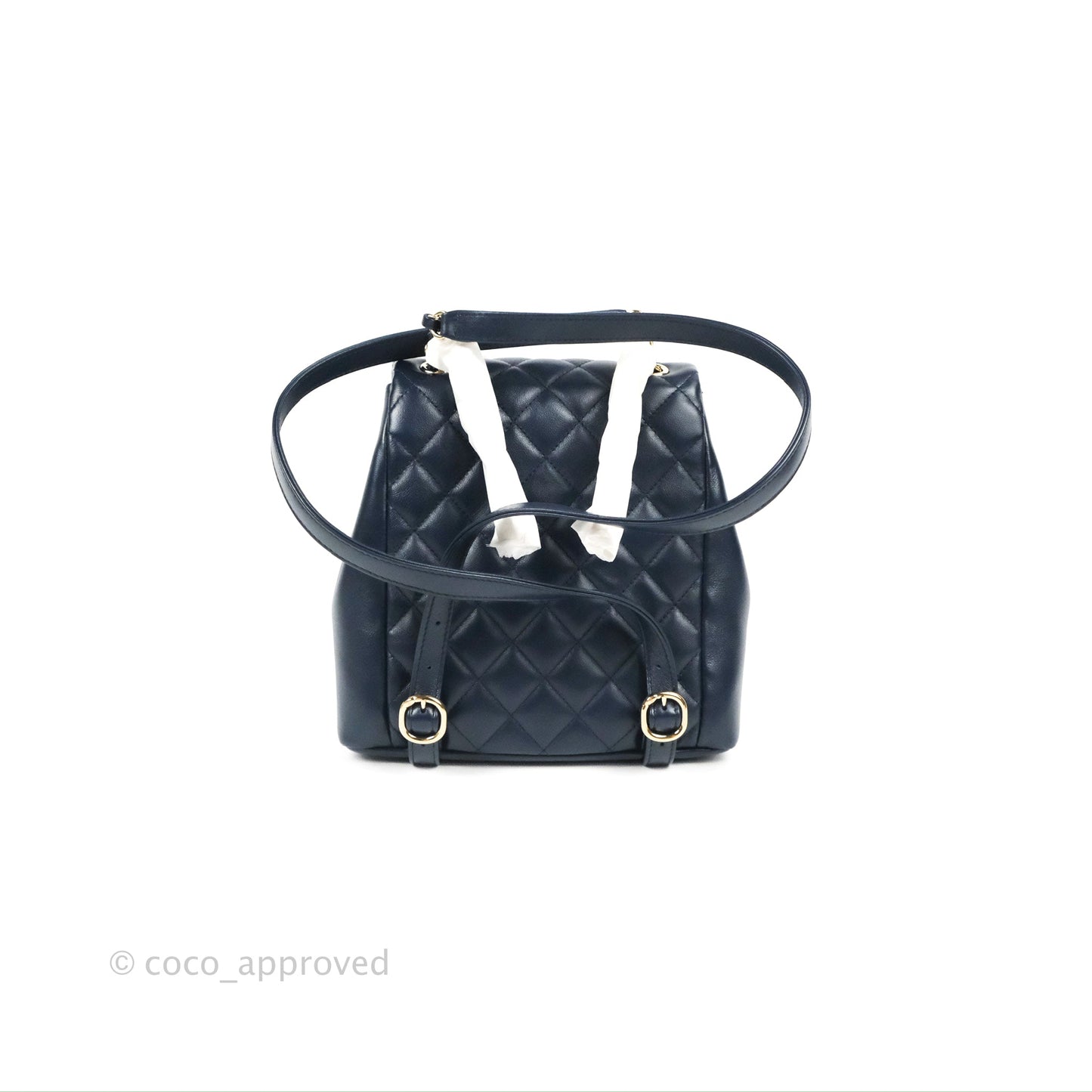 Chanel Duma Backpack Medium Navy Calfskin Gold Hardware 23P